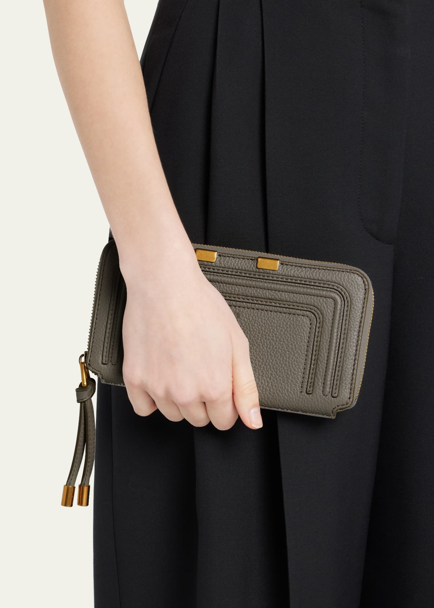 Chloe Marcie Long Zip Wallet in Grained Leather Bergdorf Goodman