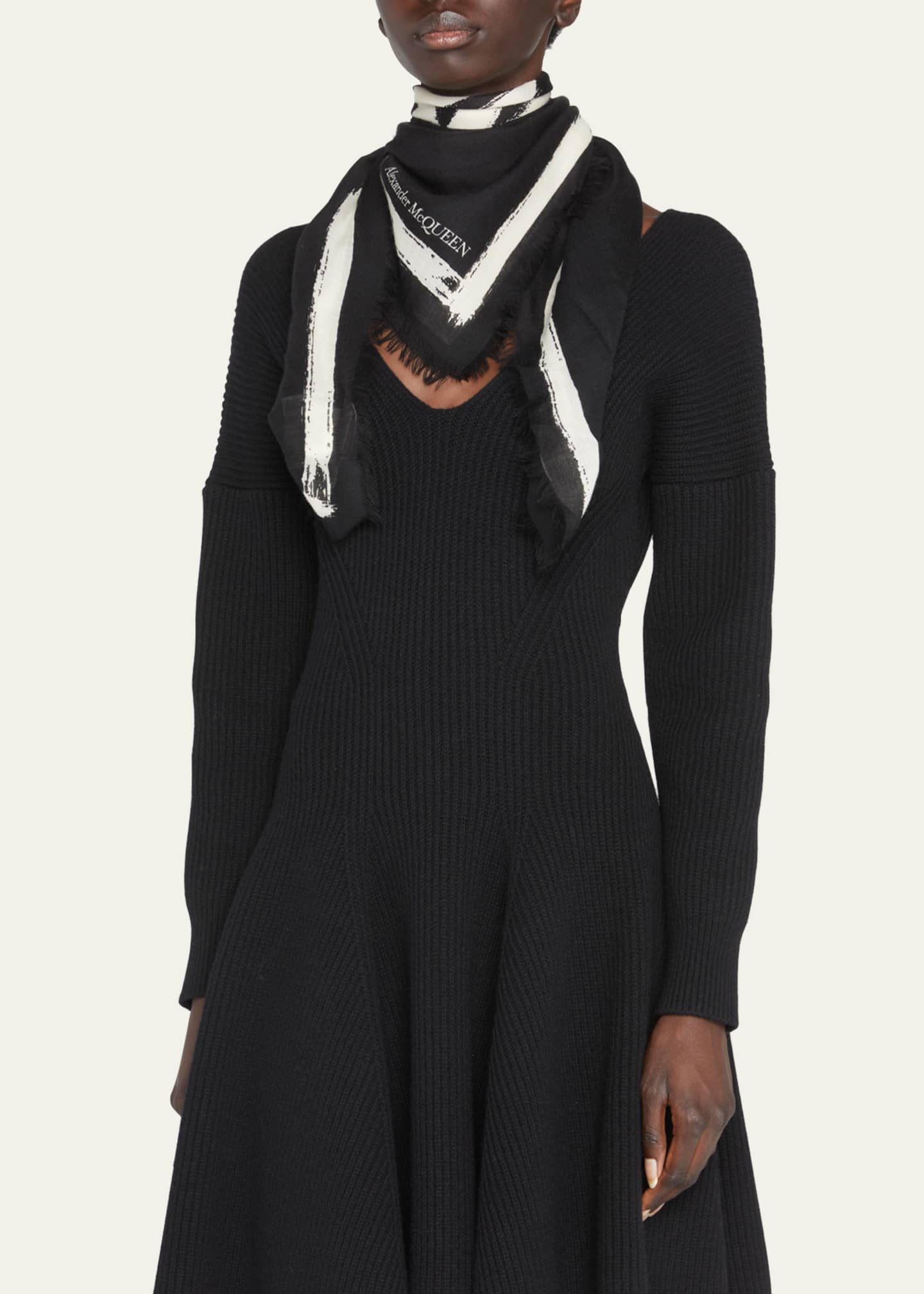 McQueen Graffiti Logo Wool Scarf Image 3 of 4