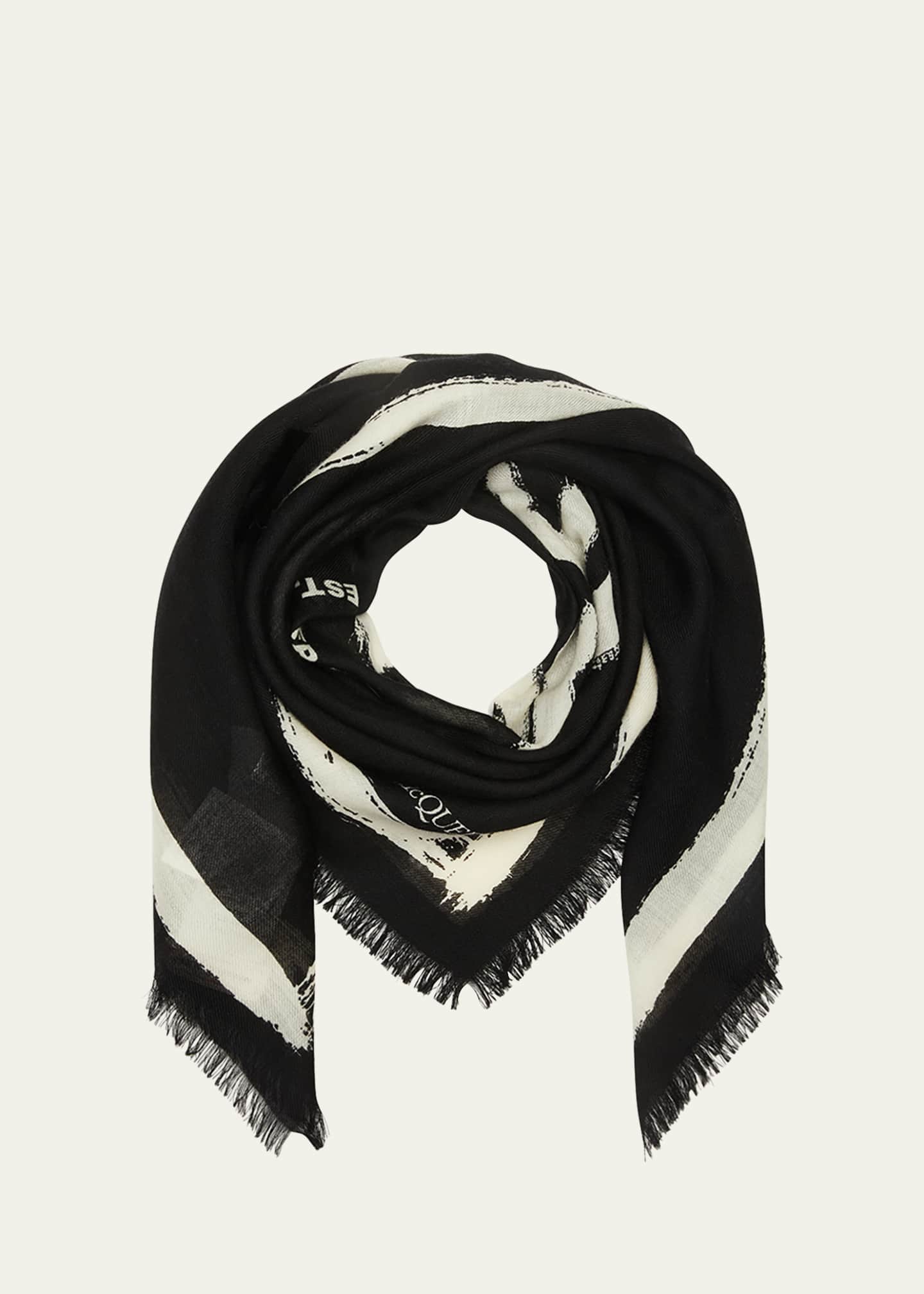 McQueen Graffiti Logo Wool Scarf Image 1 of 4
