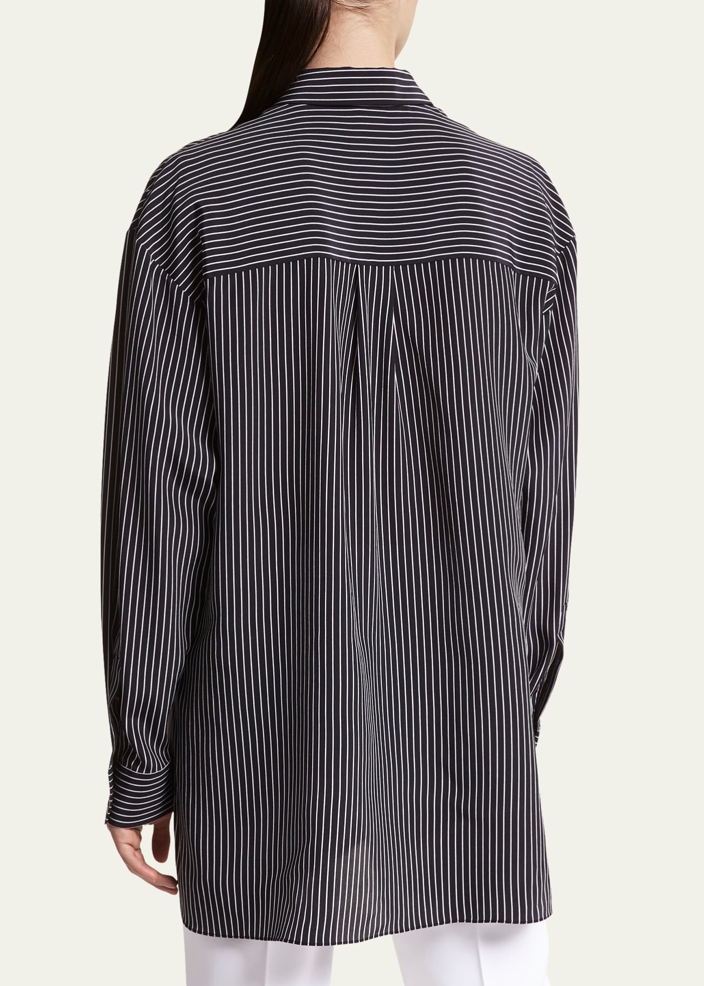 Michael Kors Collection Striped Tie-Front Silk Shirt - Bergdorf Goodman
