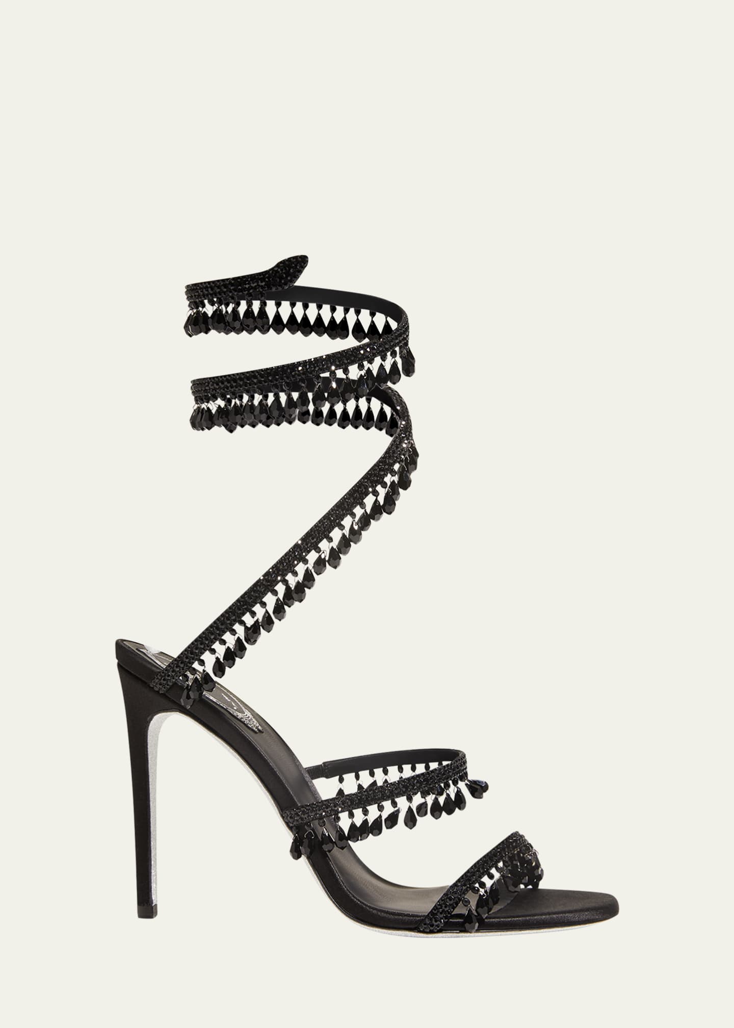 Rene Caovilla Chandelier Beaded Ankle-Wrap Sandals Image 1 of 3