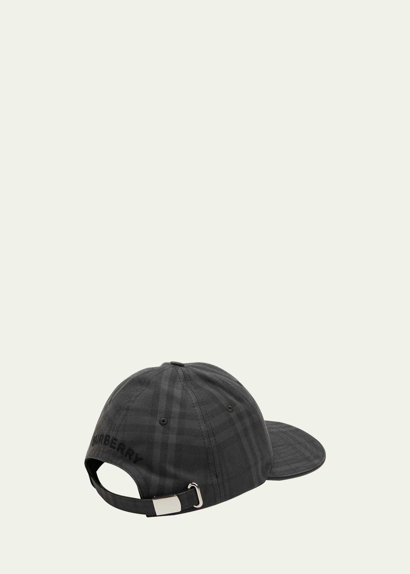 Burberry Men's Check Baseball Cap w/ Leather Piping - Bergdorf Goodman