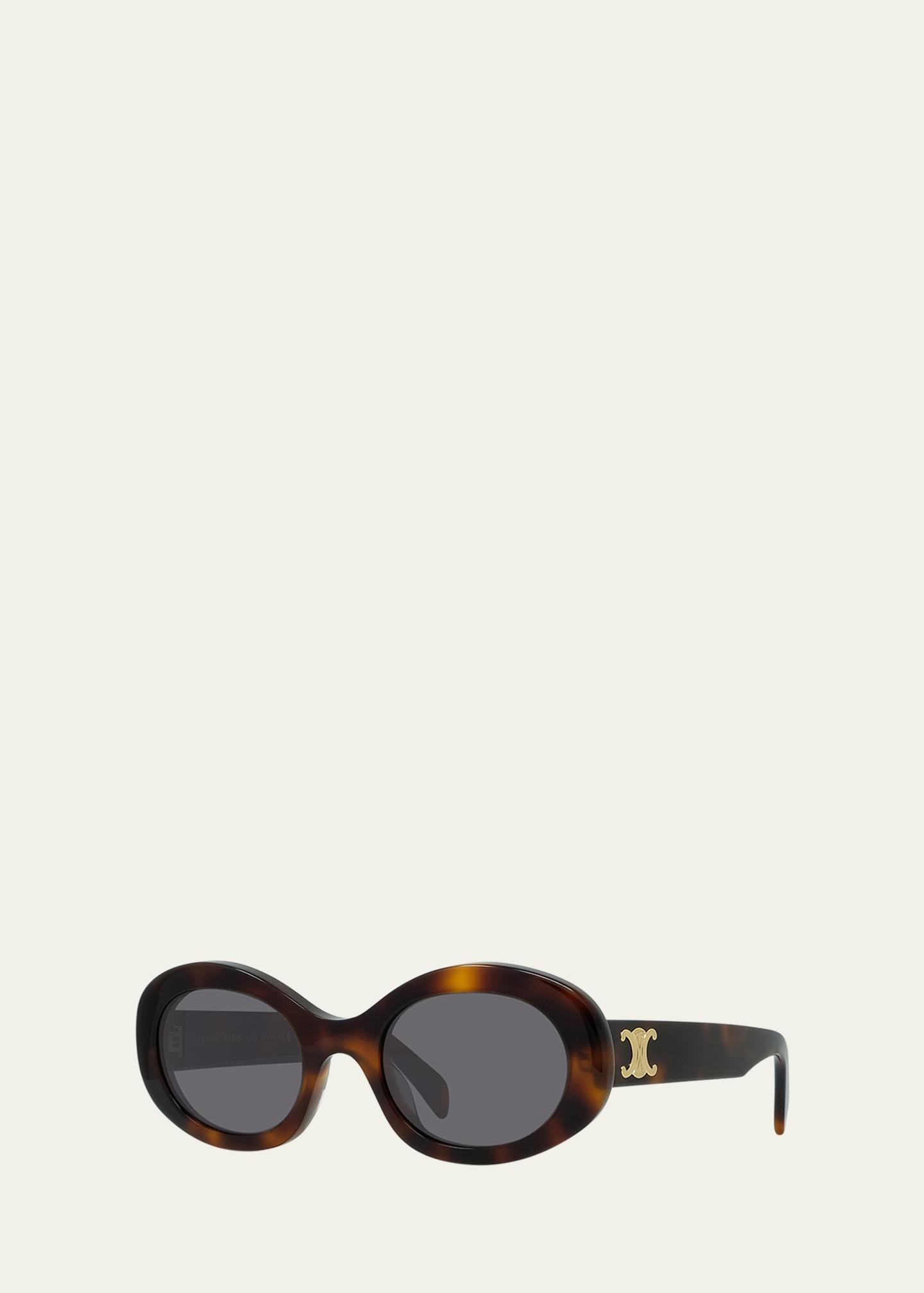 CELINE Triomphe Logo Oval Acetate Sunglasses - Bergdorf Goodman