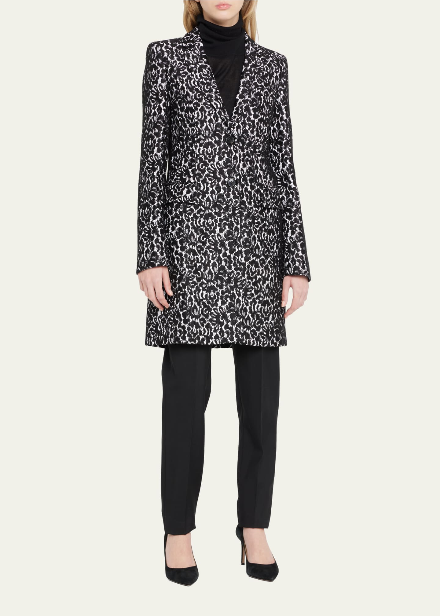 Michael Kors Collection Floral Lace Reefer Coat - Bergdorf Goodman