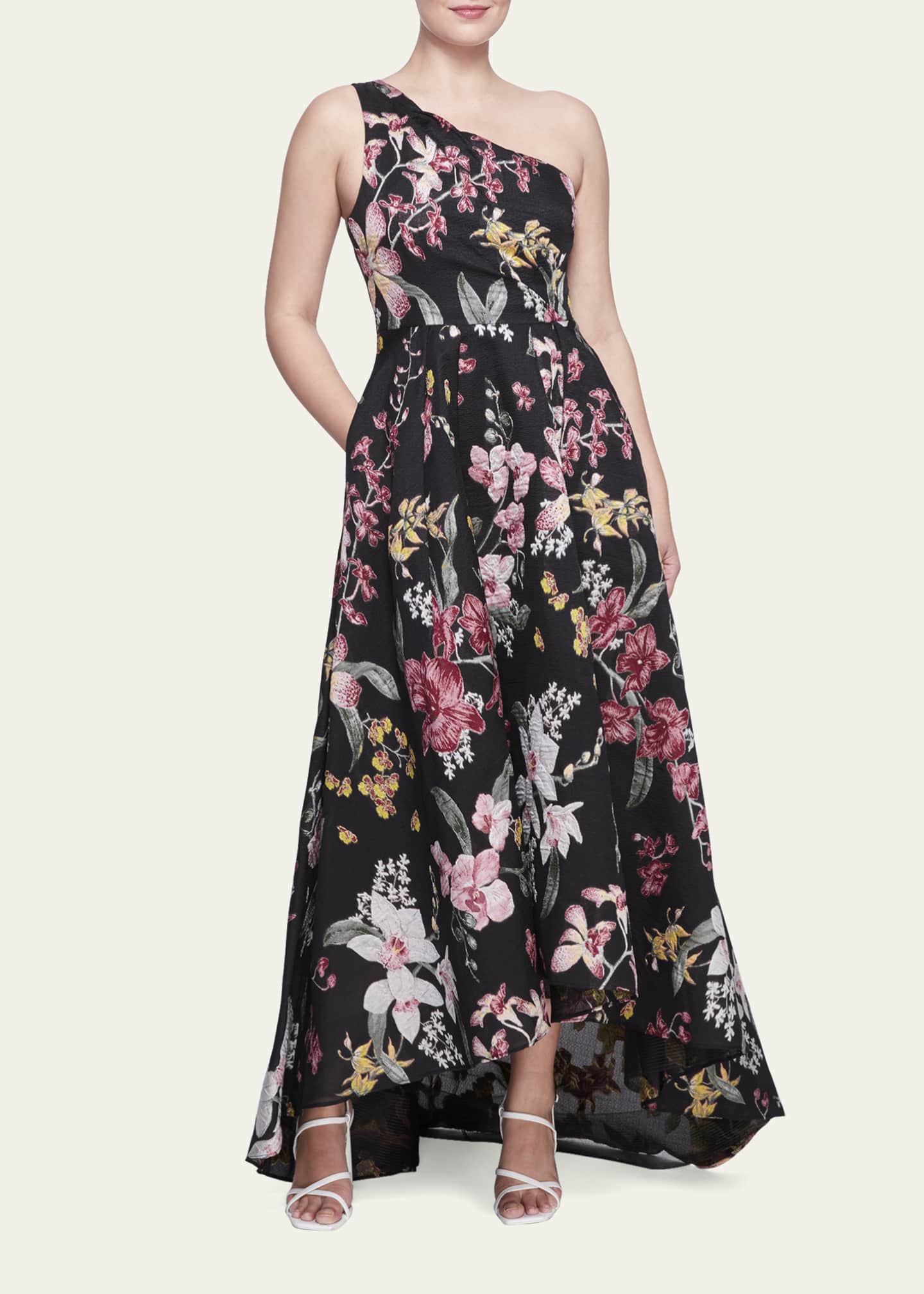 Marchesa Notte One-Shoulder Floral Fils Coupe Gown - Bergdorf Goodman