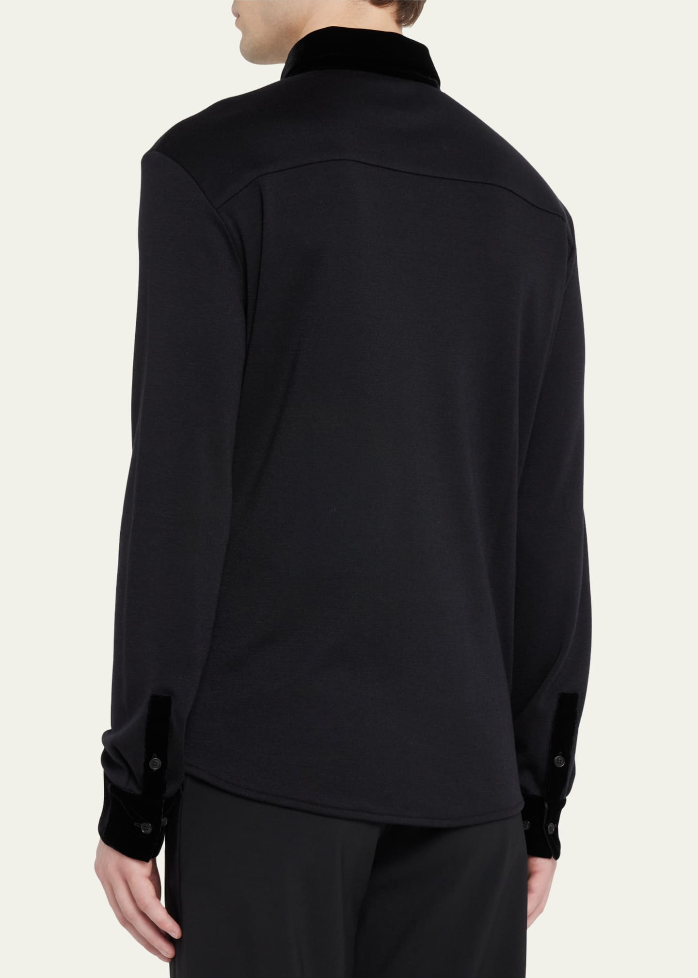 Giorgio Armani Men's Velvet-Trim Dress Shirt - Bergdorf Goodman