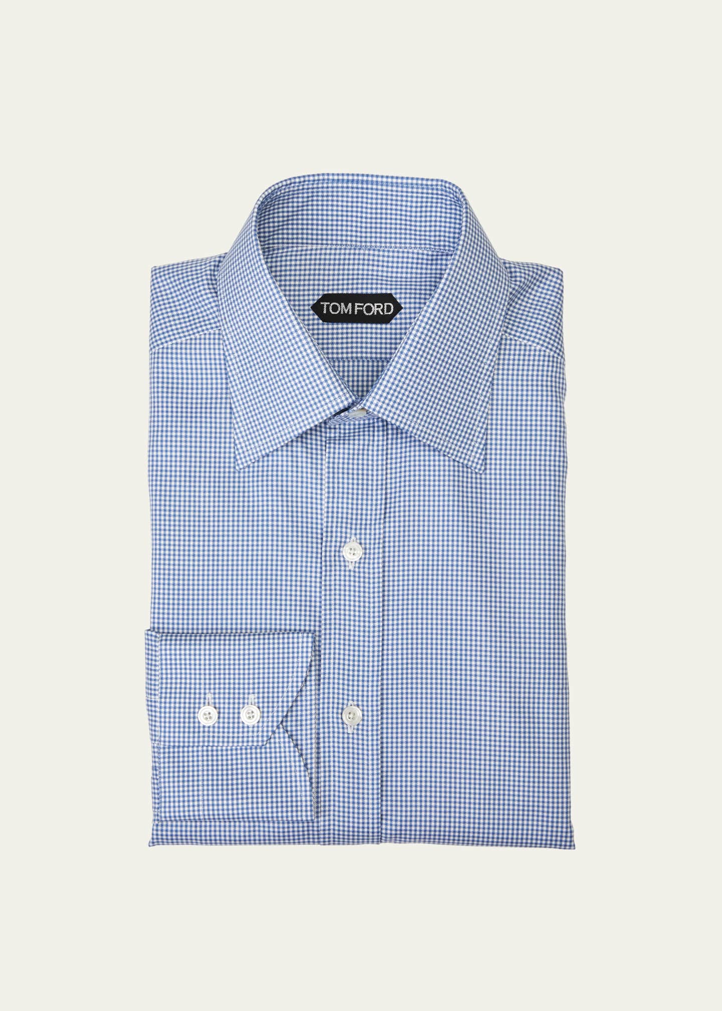 TOM FORD Men's Slim Fit Micro-Check Dress Shirt - Bergdorf Goodman