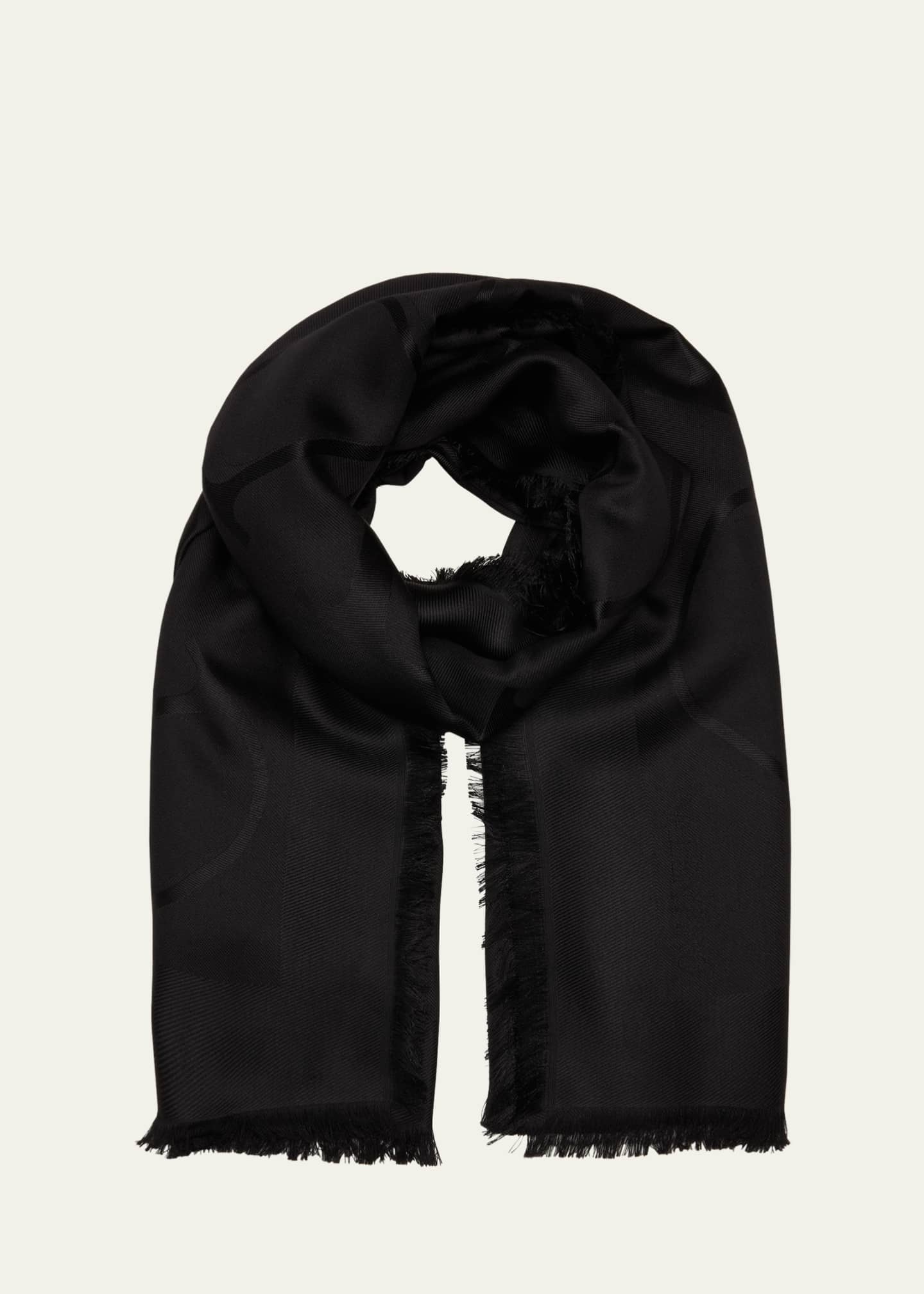 Valentino Garavani Logo WoolSilk Scarf Bergdorf Goodman