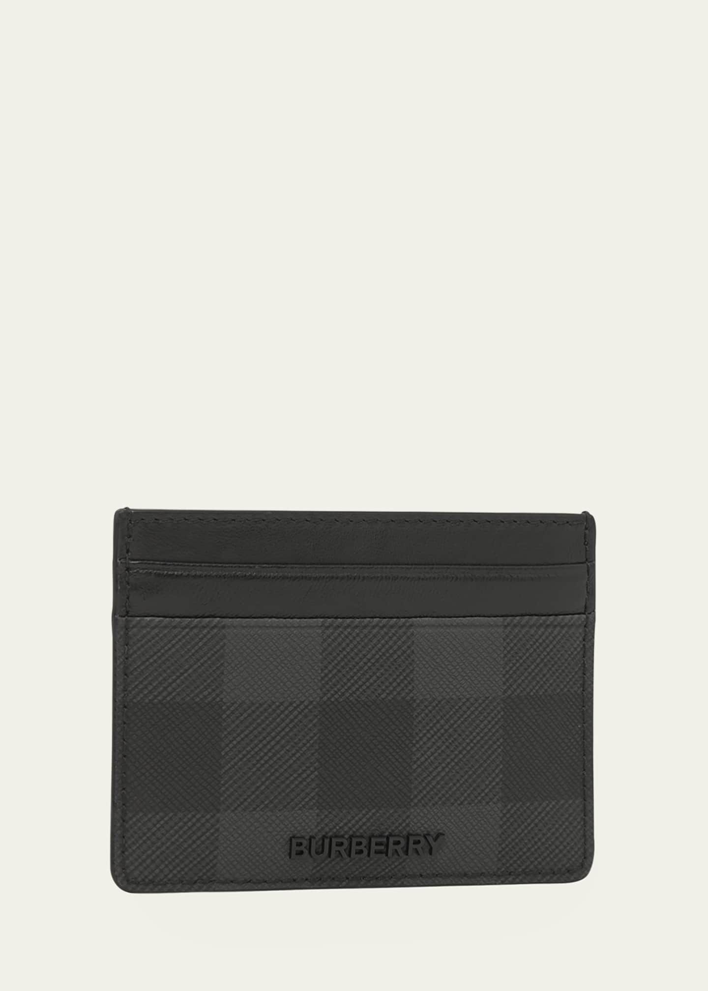 Burberry Men's Chase Check Money Clip Card Holder - Charcoal One-Size