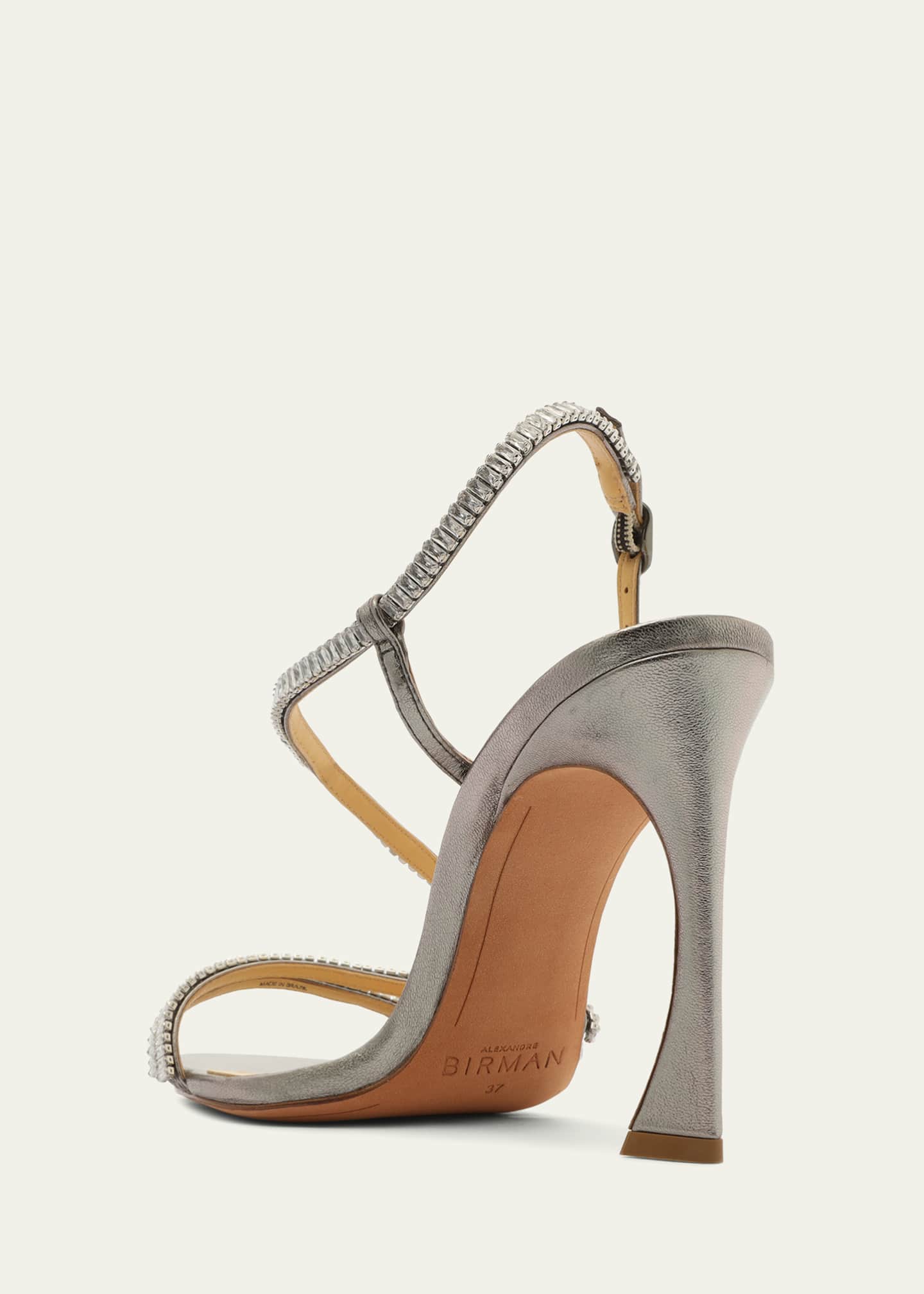 Alexandre Birman Alana Leather Crystal Slingback Sandals