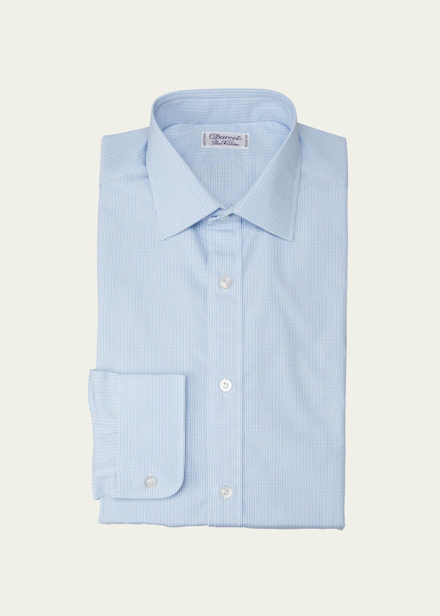 Charvet Men's Micro-Check Cotton Dress Shirt Image 2 of 3