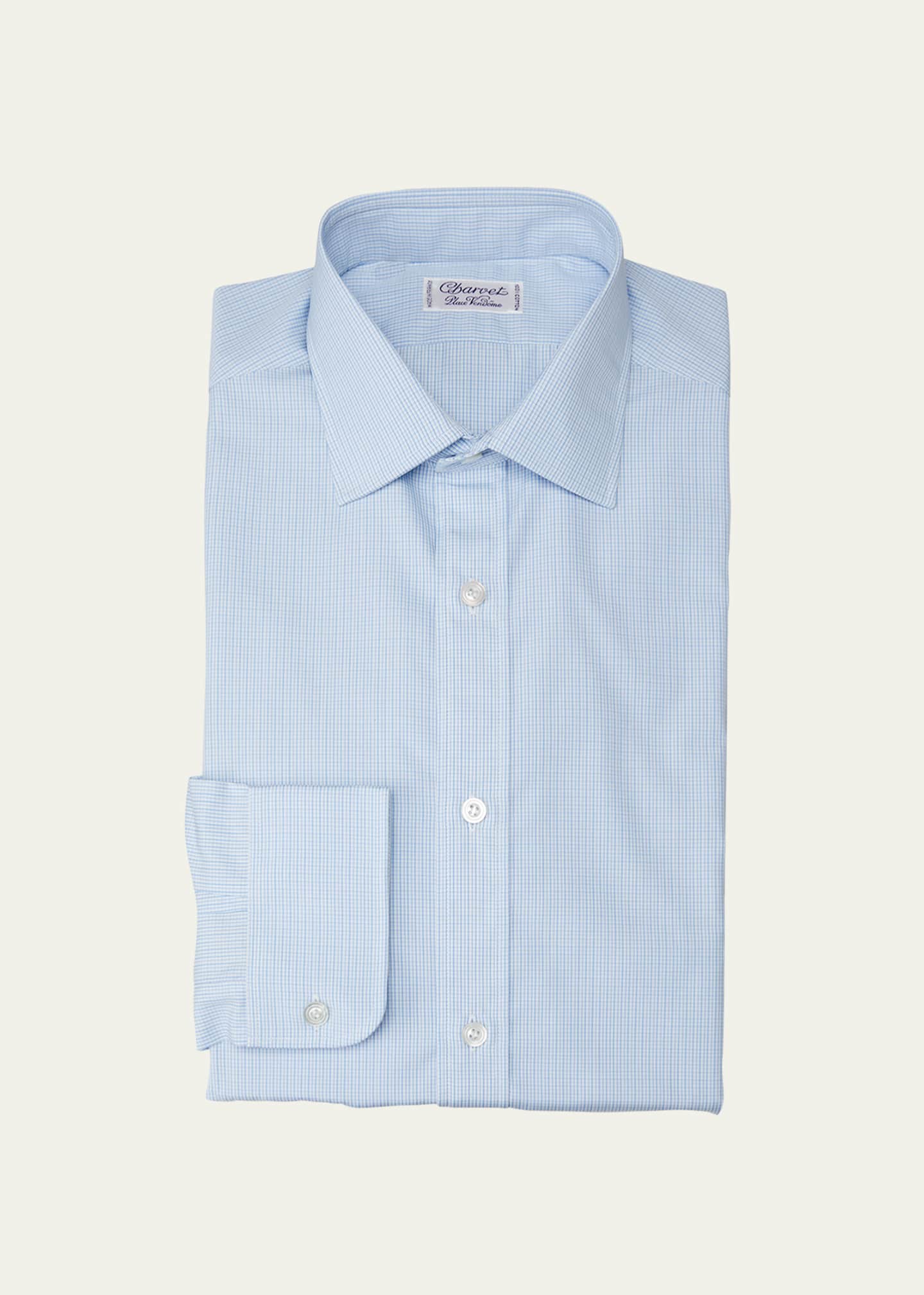 Charvet Men's Micro-Check Cotton Dress Shirt Image 1 of 3
