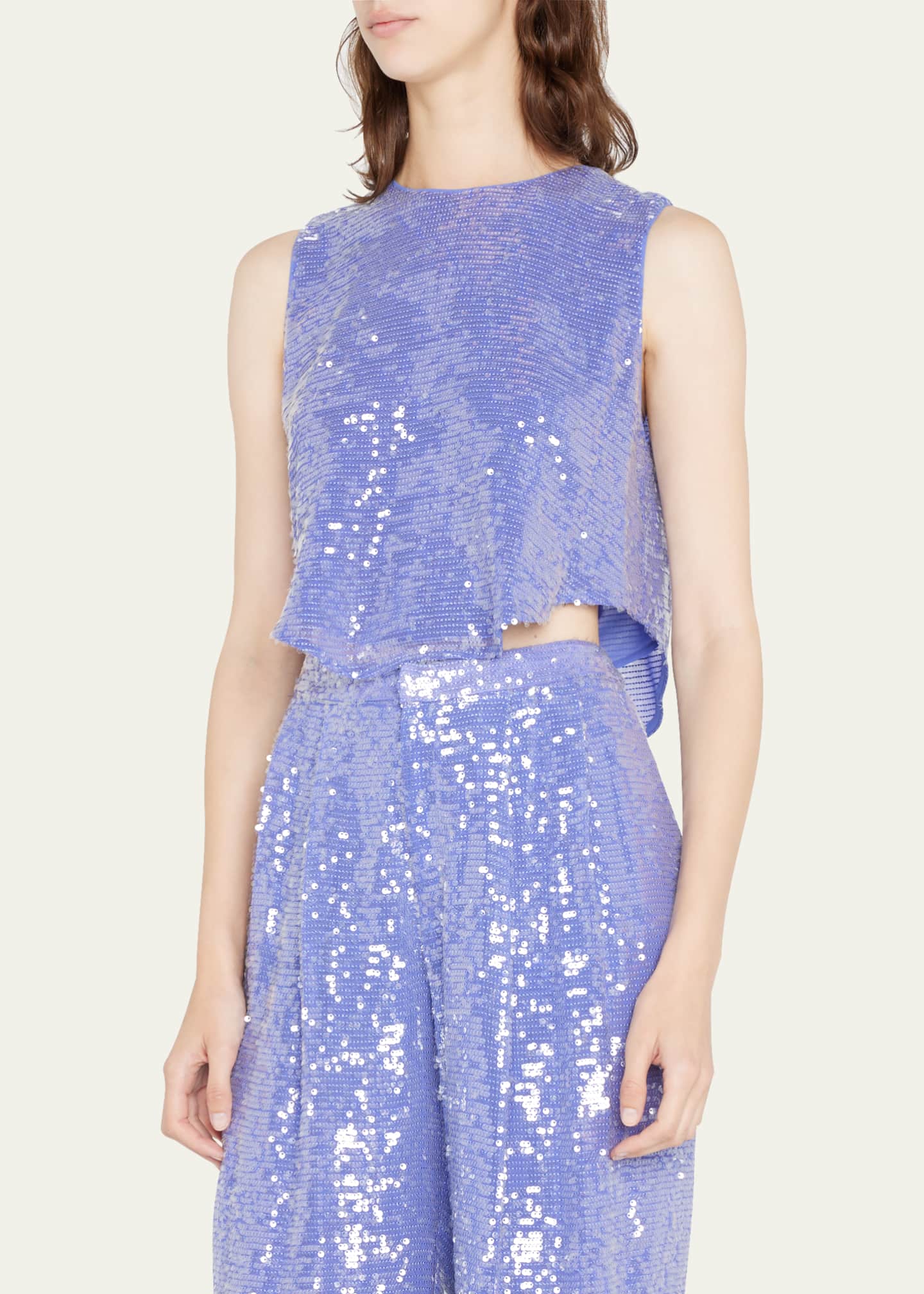 LAPOINTE Sequin Embroidered Crop Top - Bergdorf Goodman