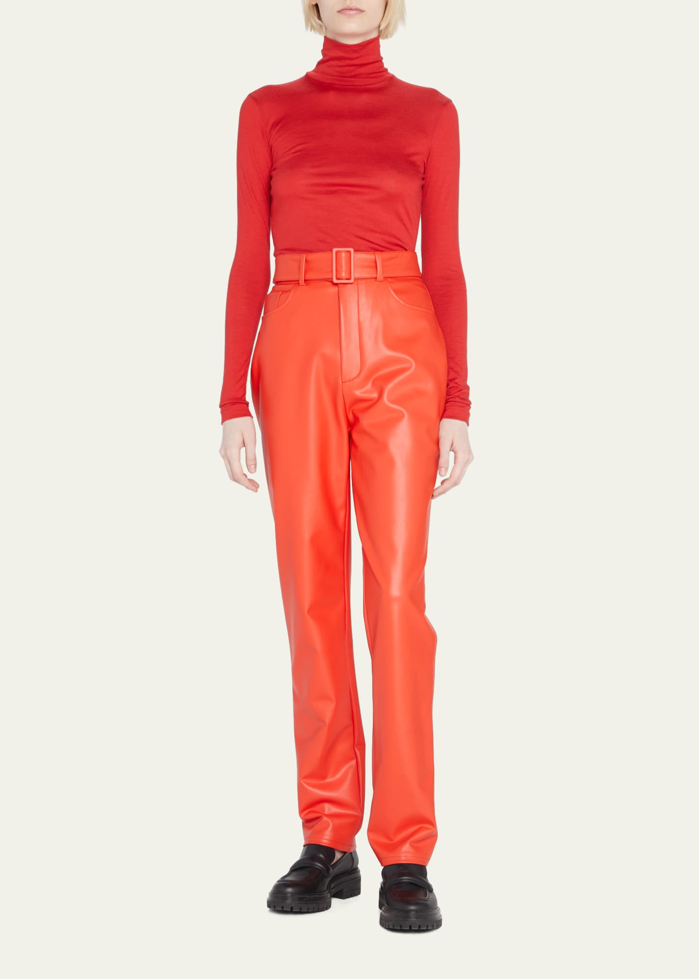 LAPOINTE Belted Faux Leather SlimLeg Pants Bergdorf Goodman