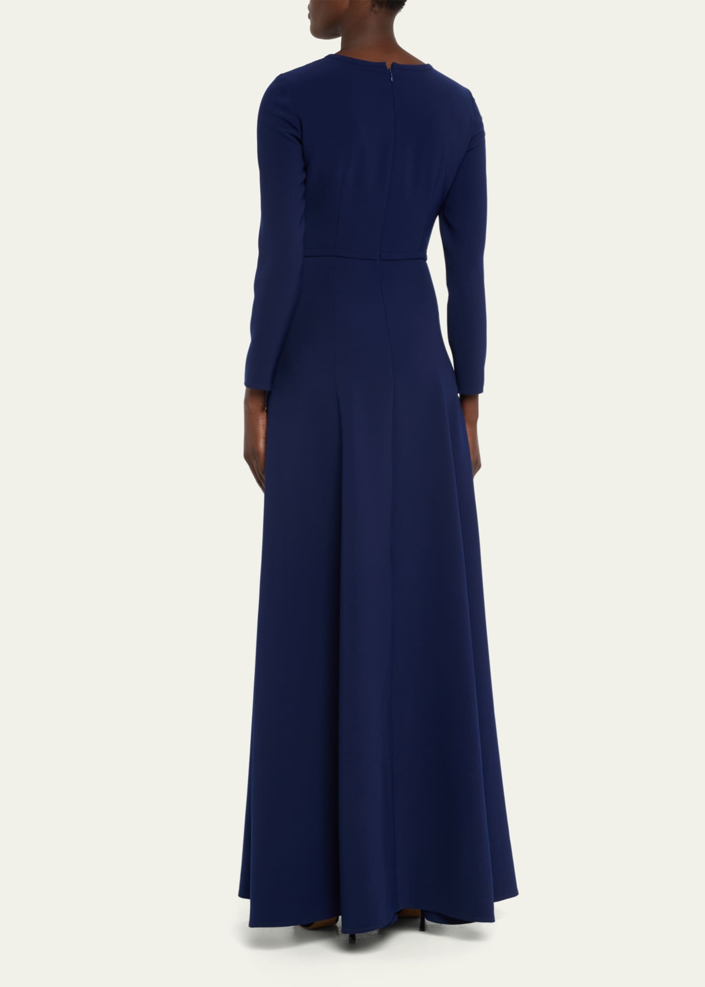 Carolina Herrera Triple Bow Keyhole Long-Sleeve Gown Image 3 of 5