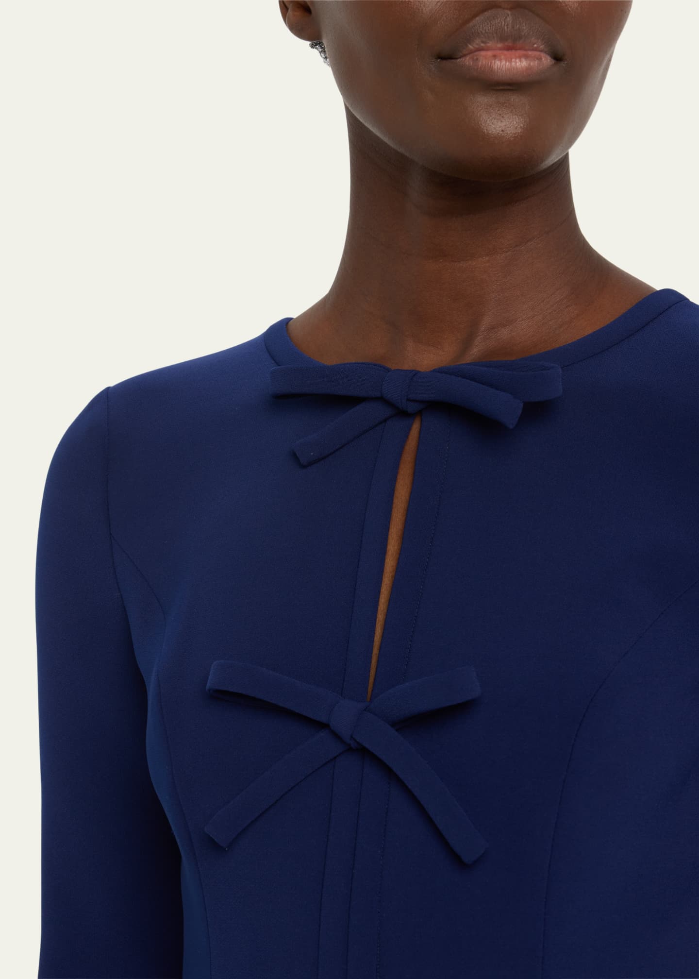 Carolina Herrera Triple Bow Keyhole Long-Sleeve Gown Image 5 of 5