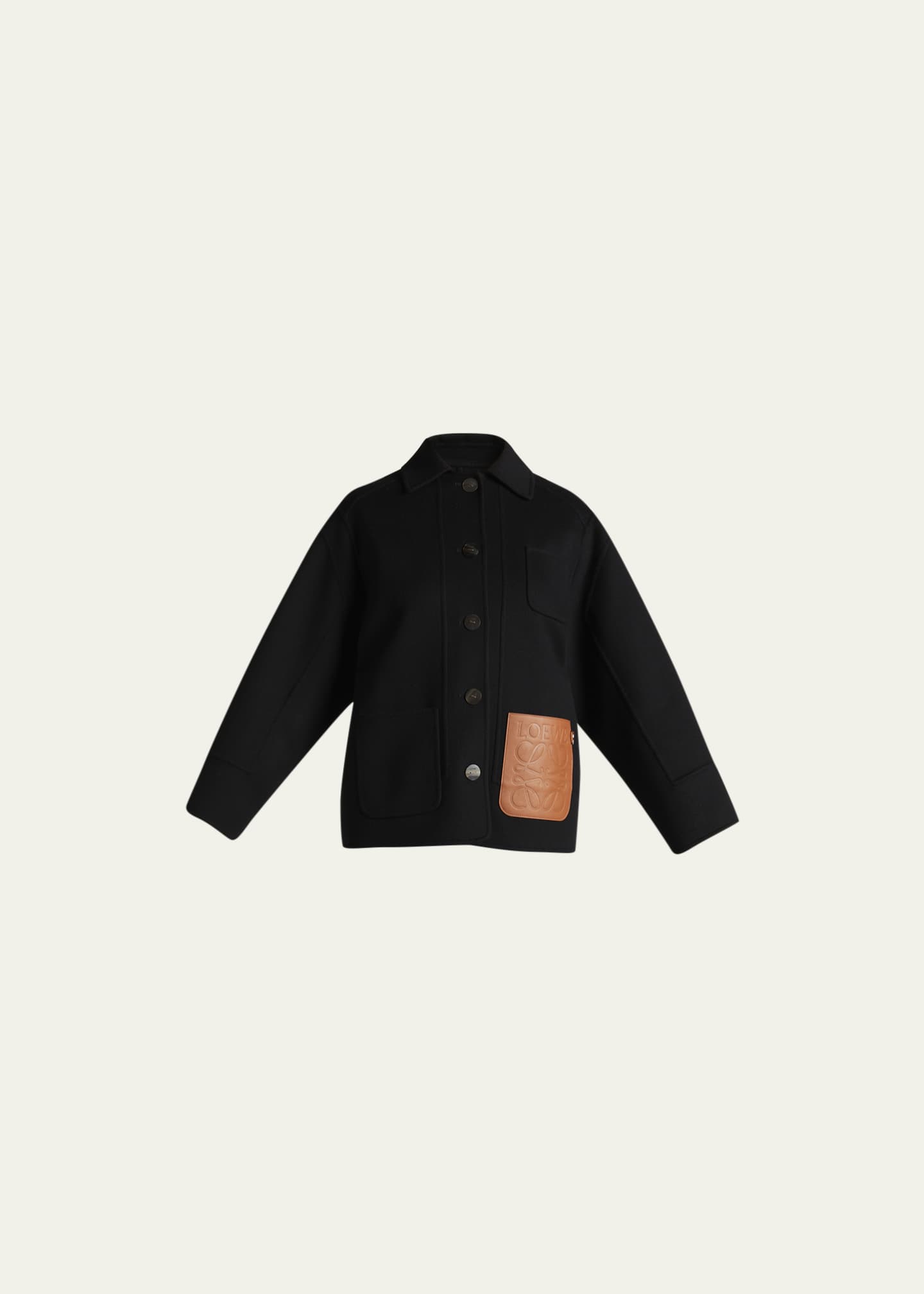 Loewe Workwear Wool Jacket with Leather Pocket - Bergdorf Goodman