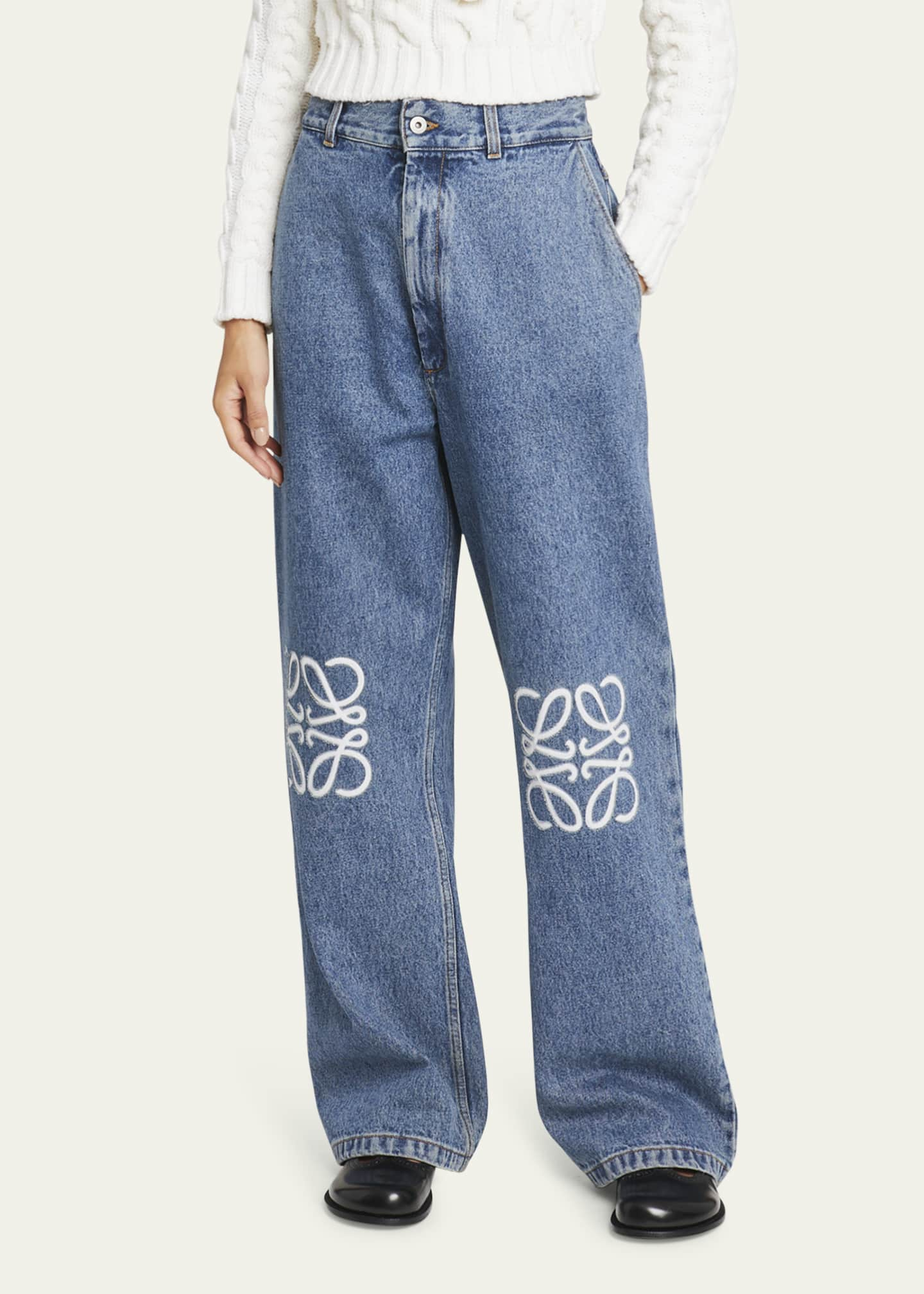 Anagram baggy jeans in denim White - LOEWE