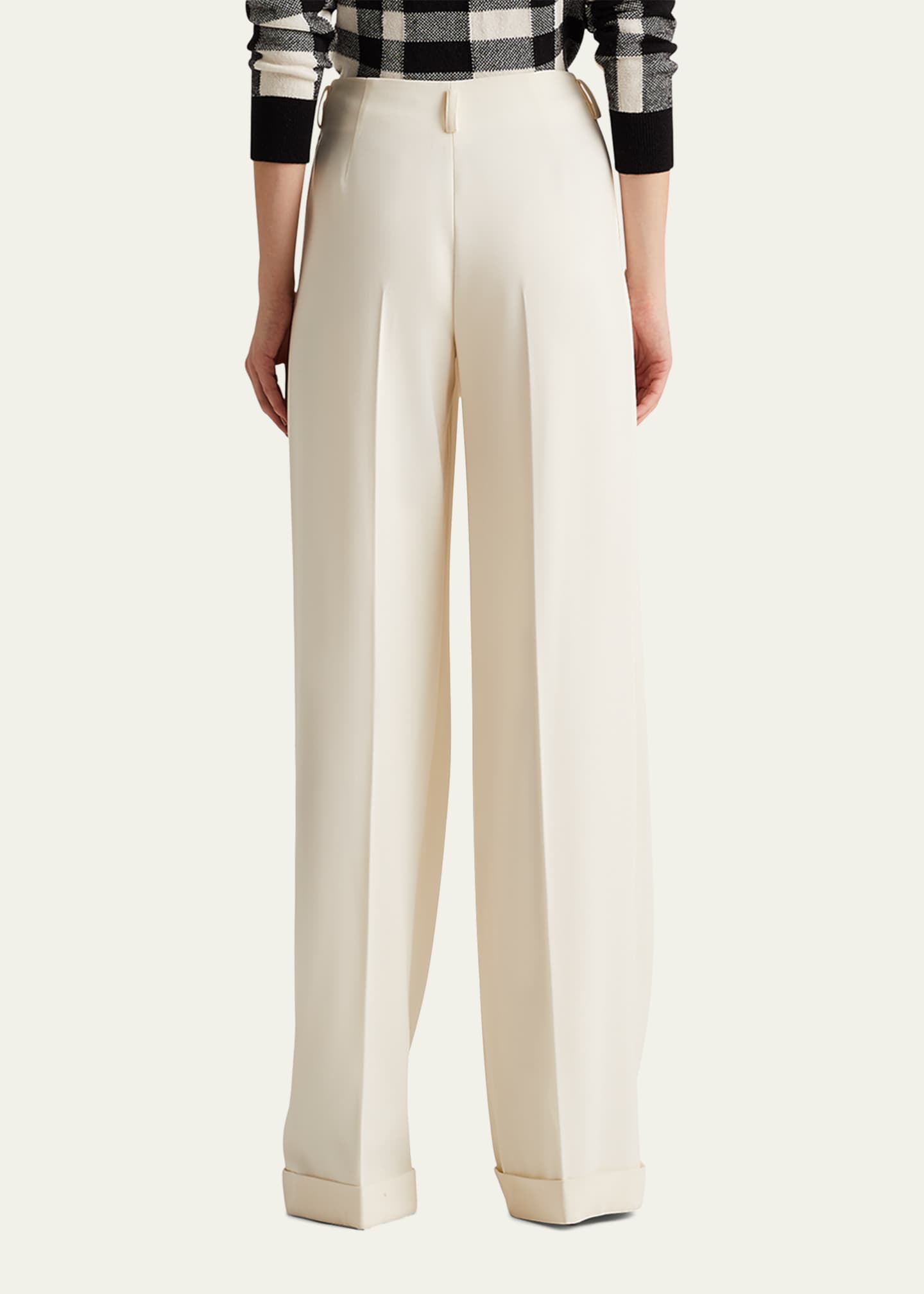 Wide leg cuffed trousers top