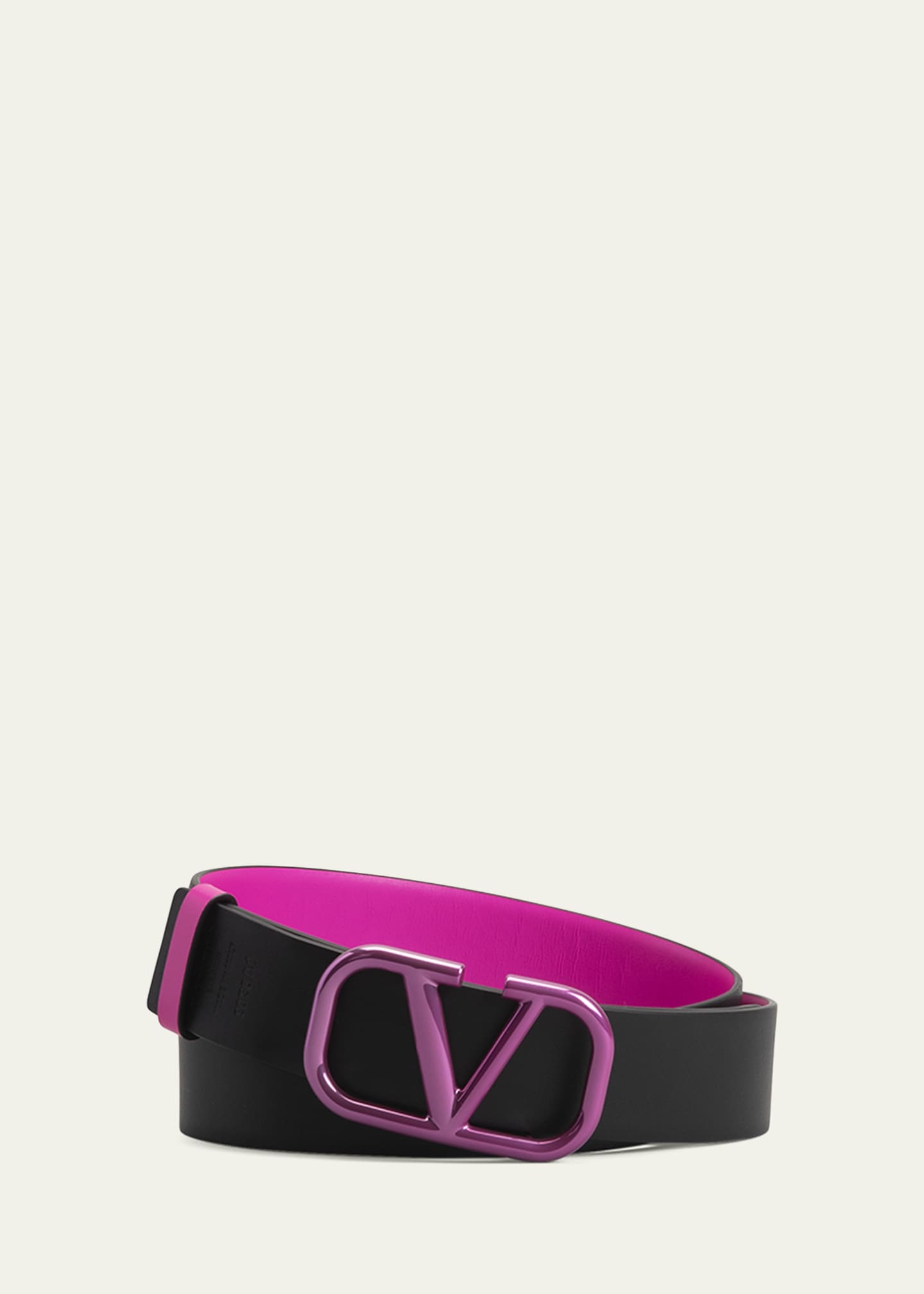 Valentino Garavani Vlogo Reversible Leather Belt - Pink