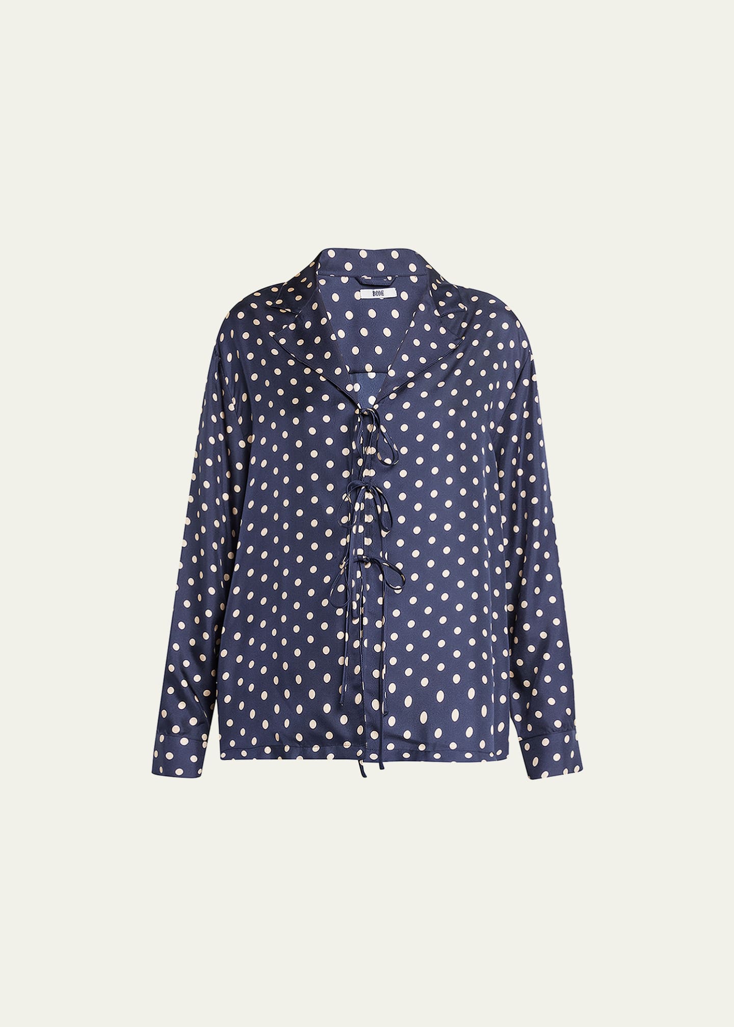 polka dot tie-front blouse