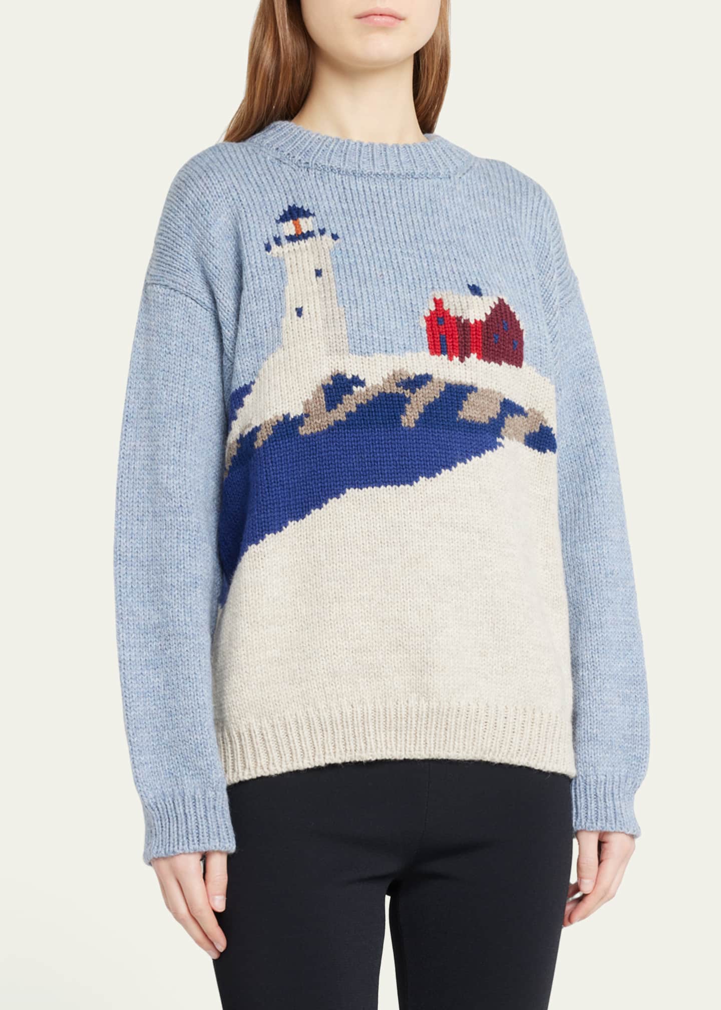 Bode Highland Lighthouse Intarsia Wool Sweater Bergdorf Goodman