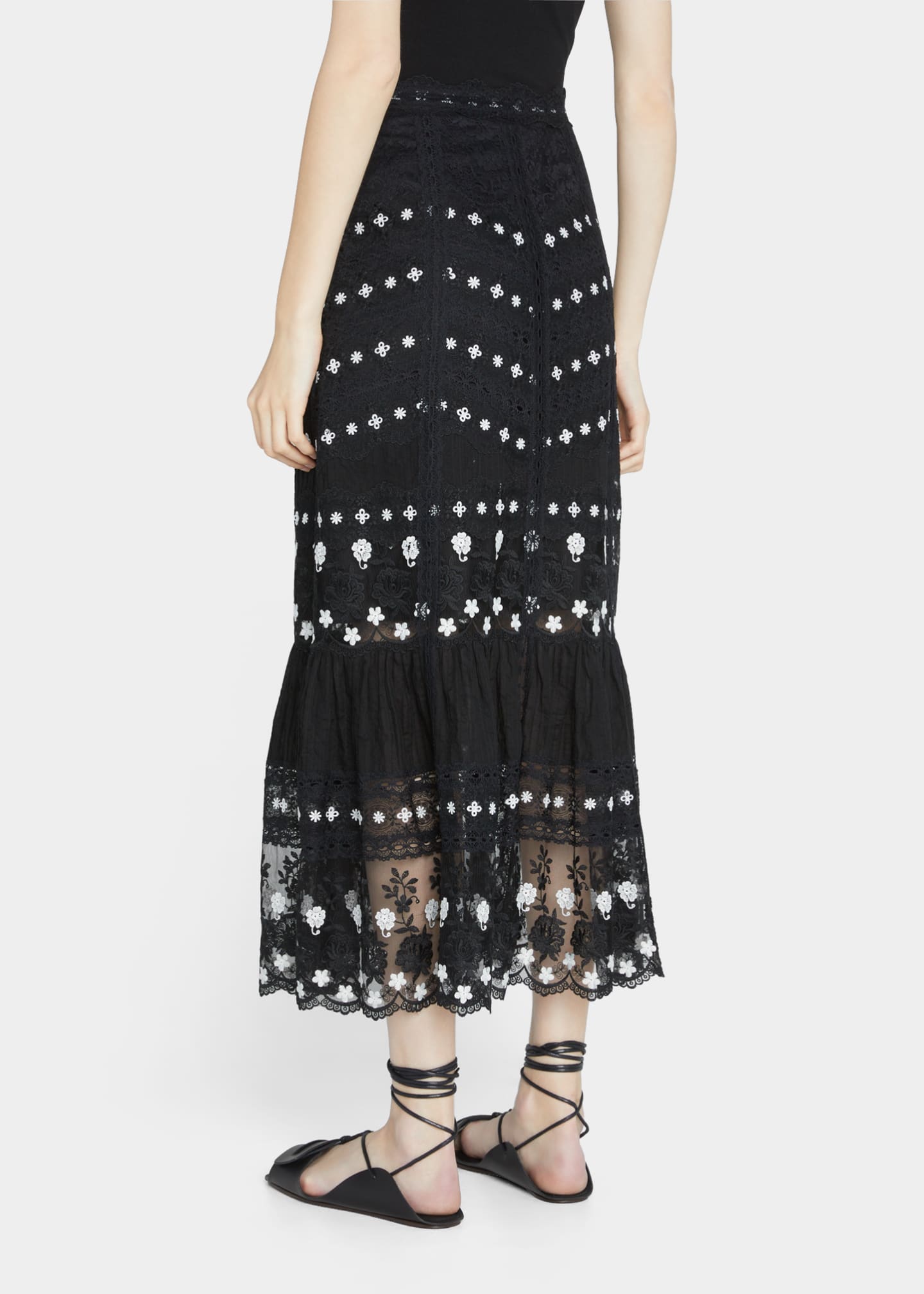 Saloni Lorna Bicolor Long Lace Skirt Bergdorf Goodman