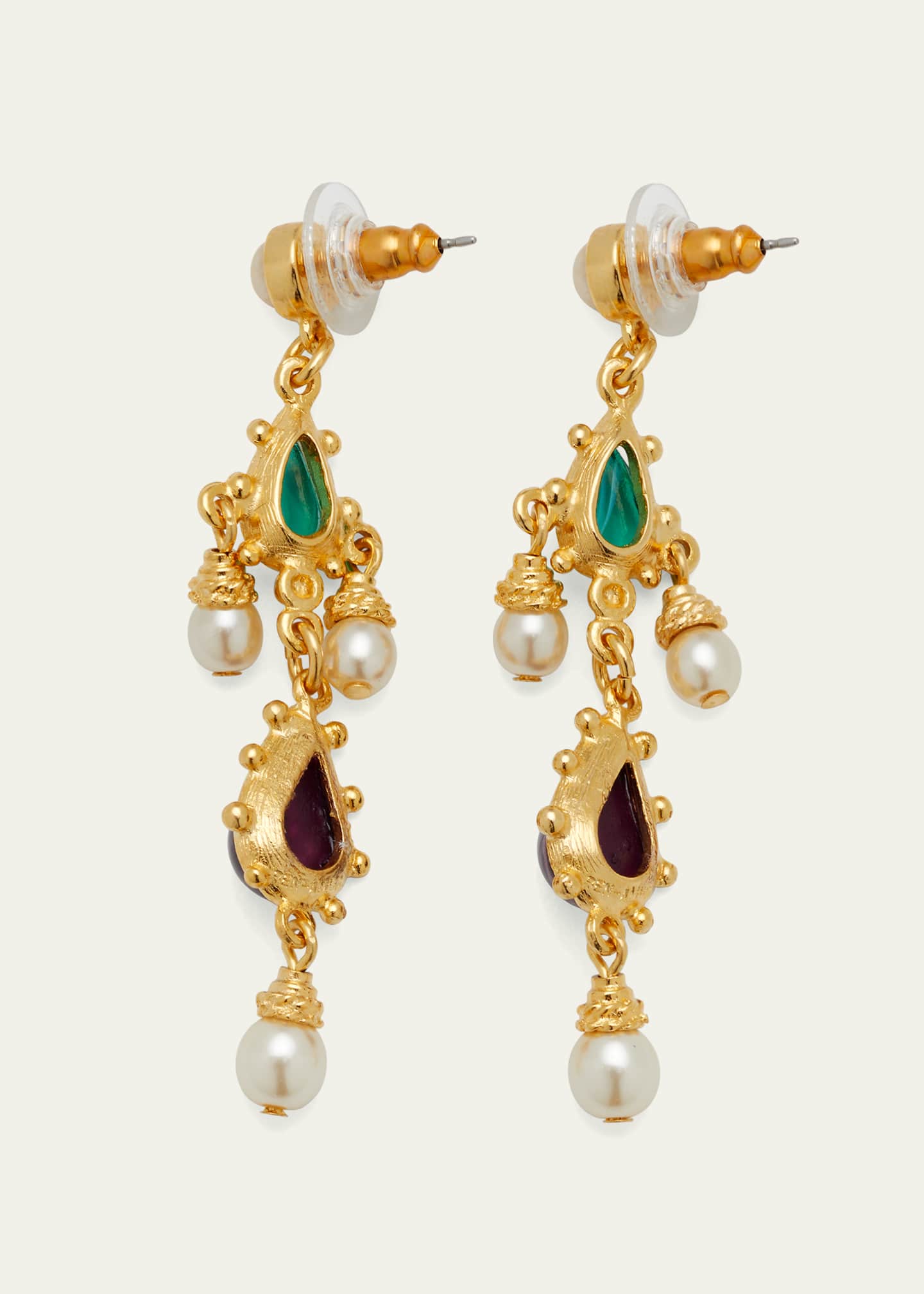 Ben-Amun Gold Stone and Pearly Earrings Image 4 of 4