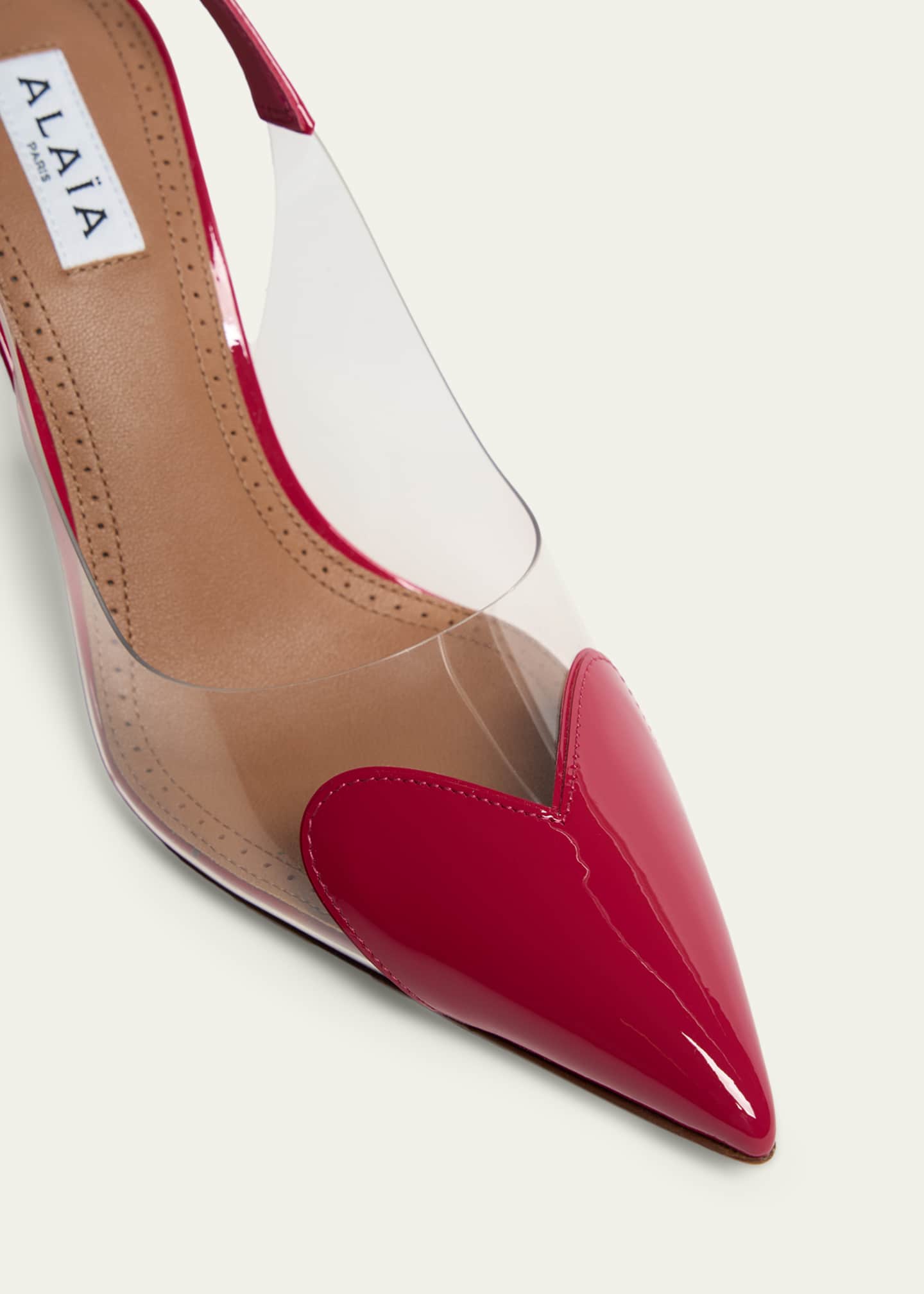 alaia ハート　パンプス　37.5 ALAIA Coeur Clear Cap-Toe Mule Pumps - Bergdorf Goodman