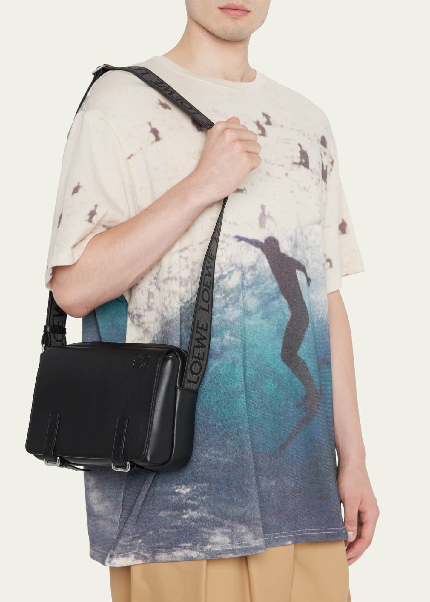 Loewe Men's Military Leather Messenger Bag, XS Bergdorf Goodman