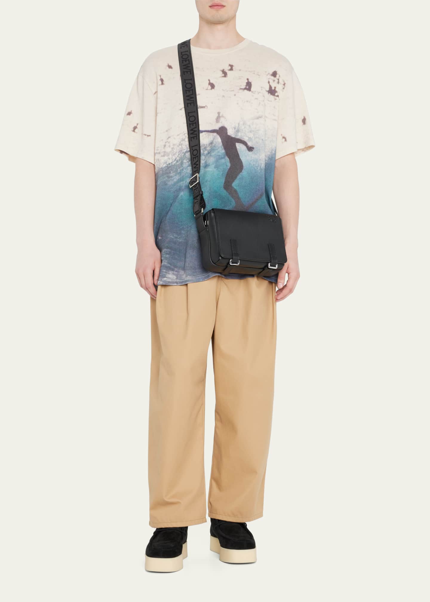 Loewe Men's Military Leather Messenger Bag, XS