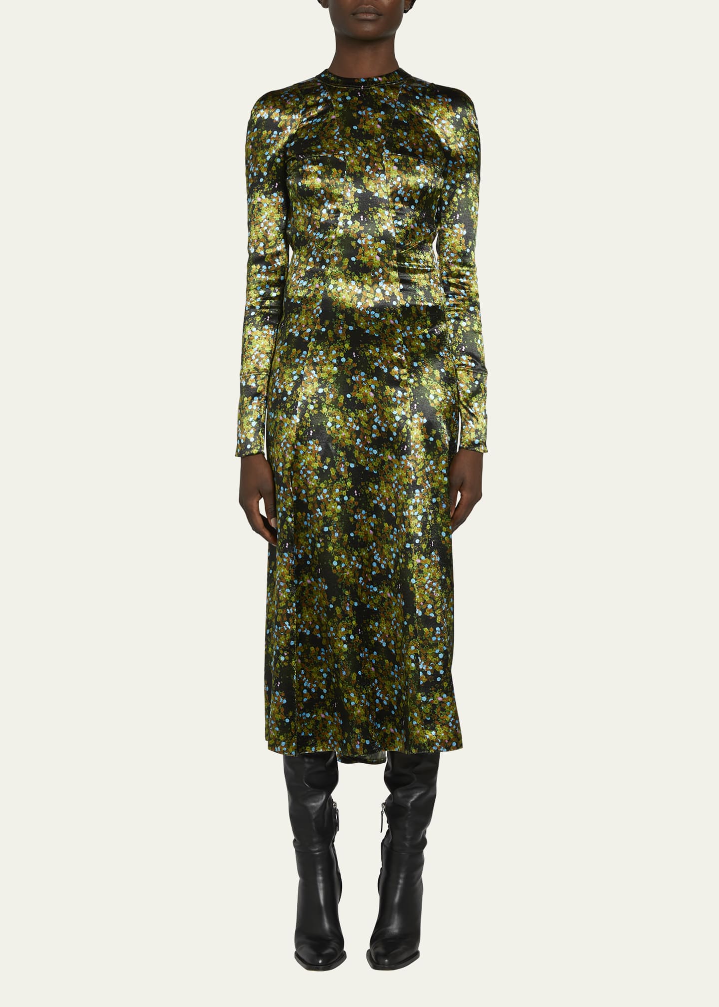 Victoria Beckham Cutout Long-Sleeve Midi Dress - Bergdorf Goodman