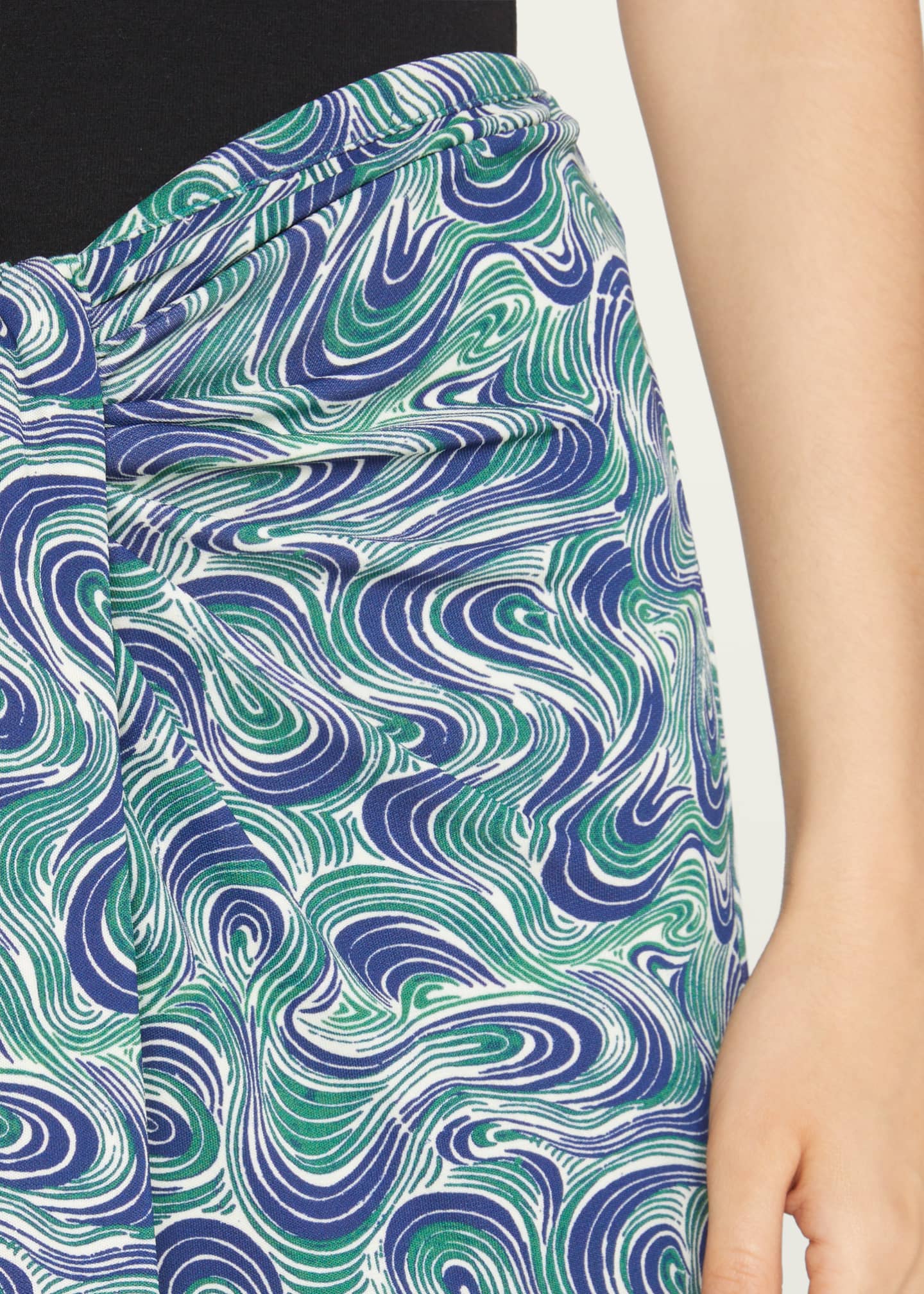 Cinq a Sept Vallory Draped Swirl-Print Midi Skirt - Bergdorf Goodman