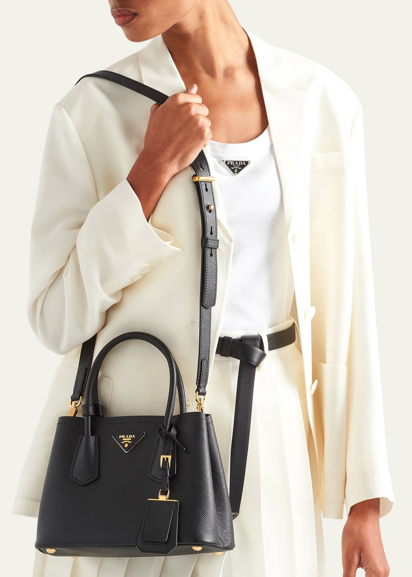 Prada Mini Saffiano Leather Top Handle Bag