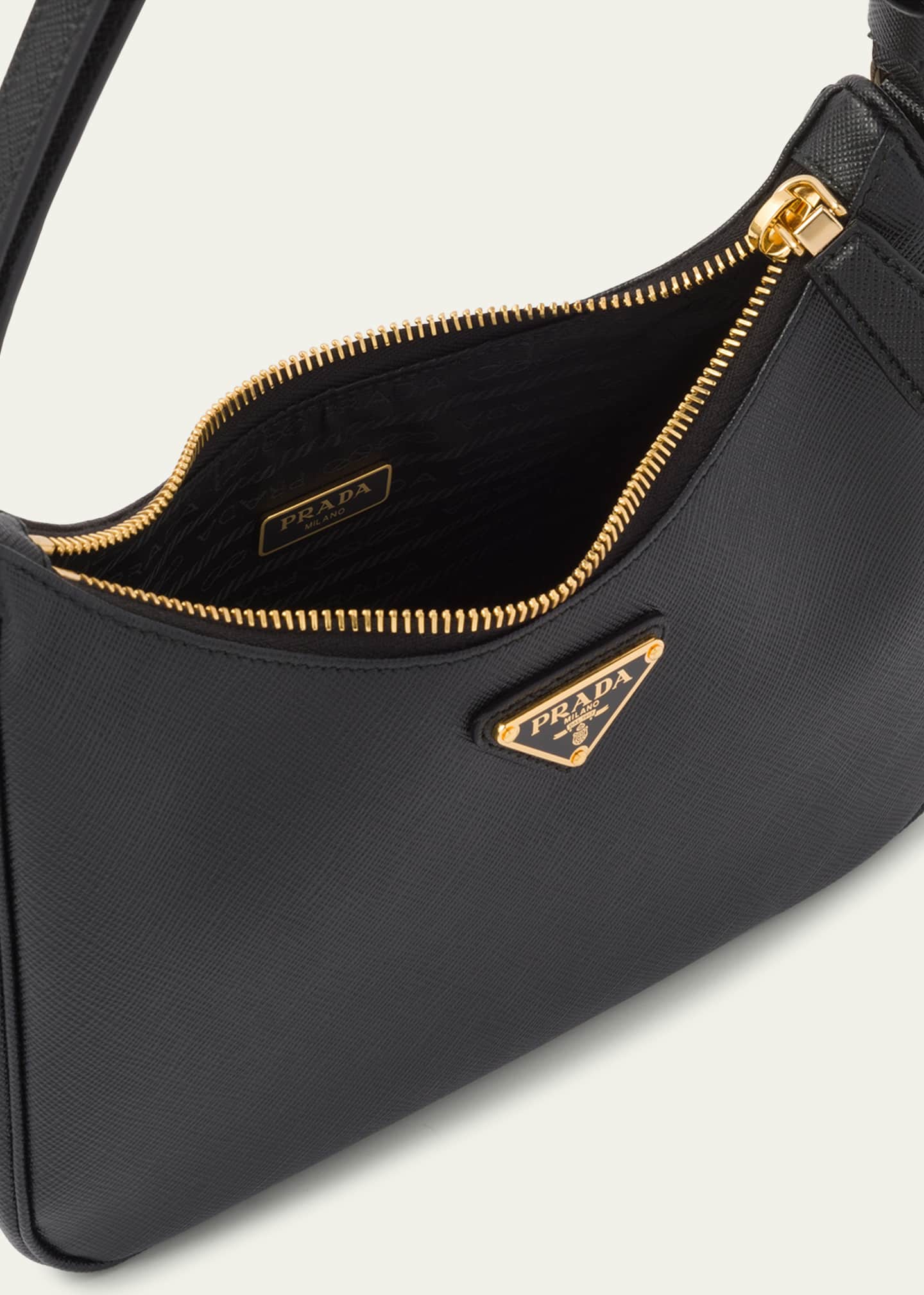 Prada Mini Saffiano Leather Shoulder Bag with Adjustable Strap