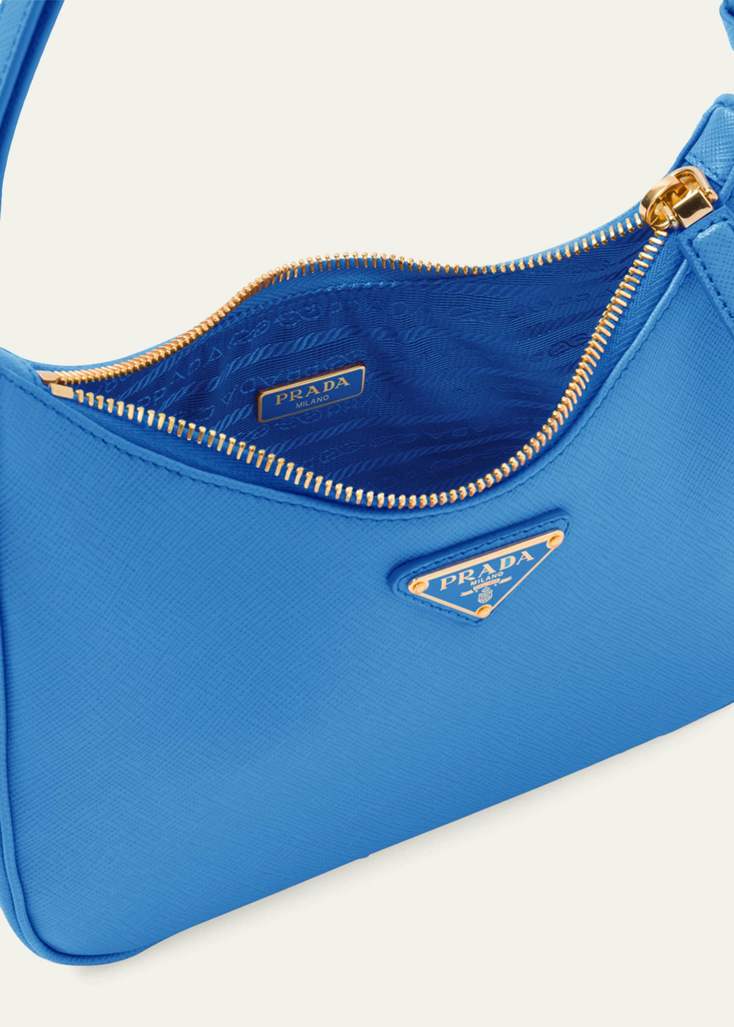 Prada Mini Saffiano Leather Shoulder Bag with Adjustable Strap