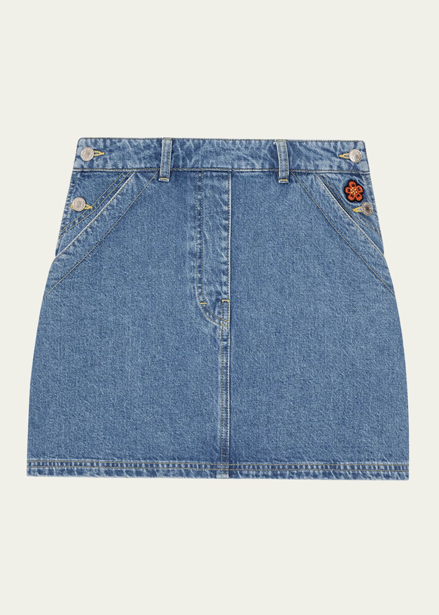 Kenzo Denim Mini Skirt with Button Sides - Bergdorf Goodman