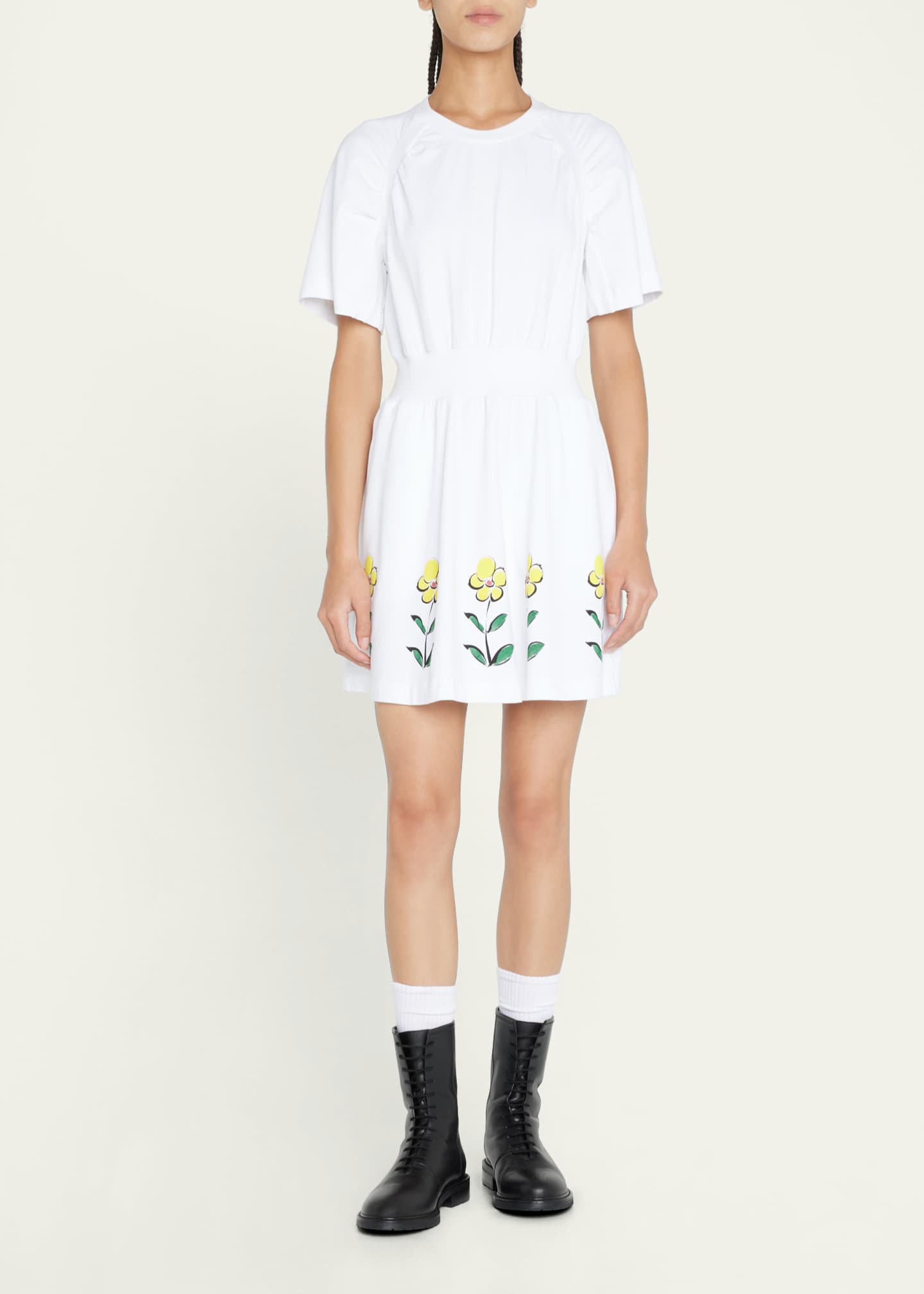 Kenzo Mini Cotton Shirt Dress with Printed Flowers Bergdorf Goodman