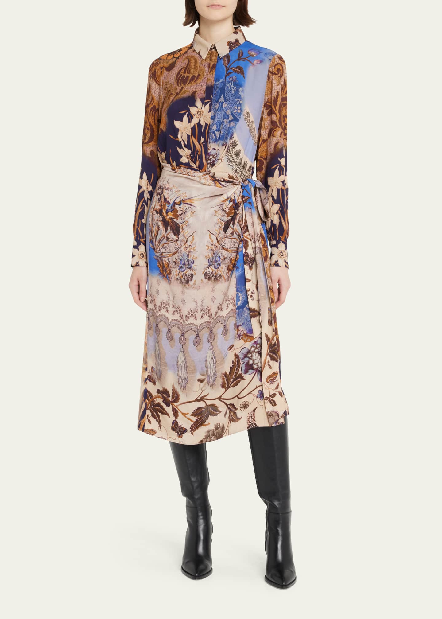 Kobi Halperin Sadie Asymmetric FloralPrint Midi Dress Bergdorf Goodman