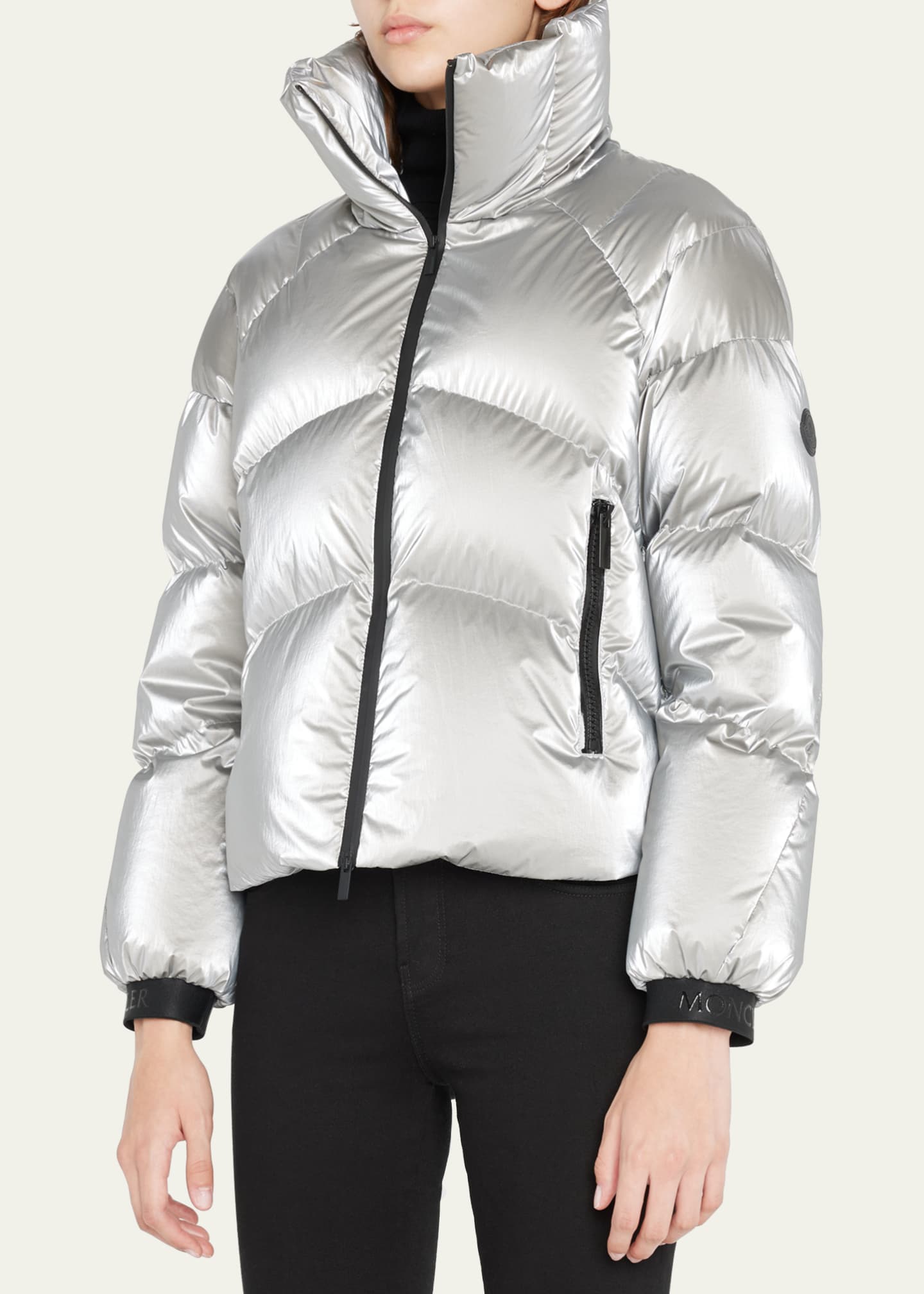 Moncler metallic puffer jacket deals