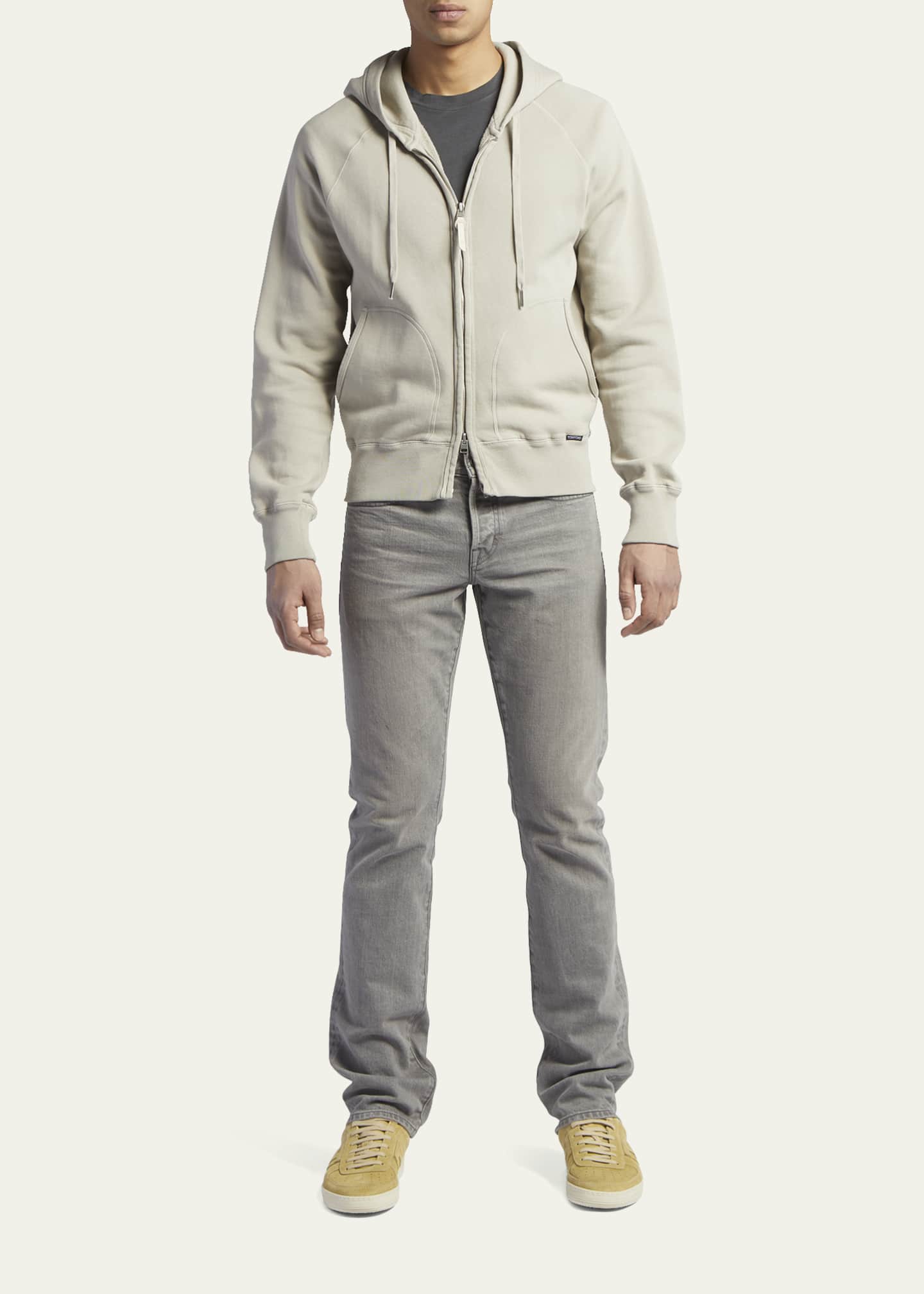 TOM FORD Men's Garment Dyed Full-Zip Hooded Sweater - Bergdorf Goodman