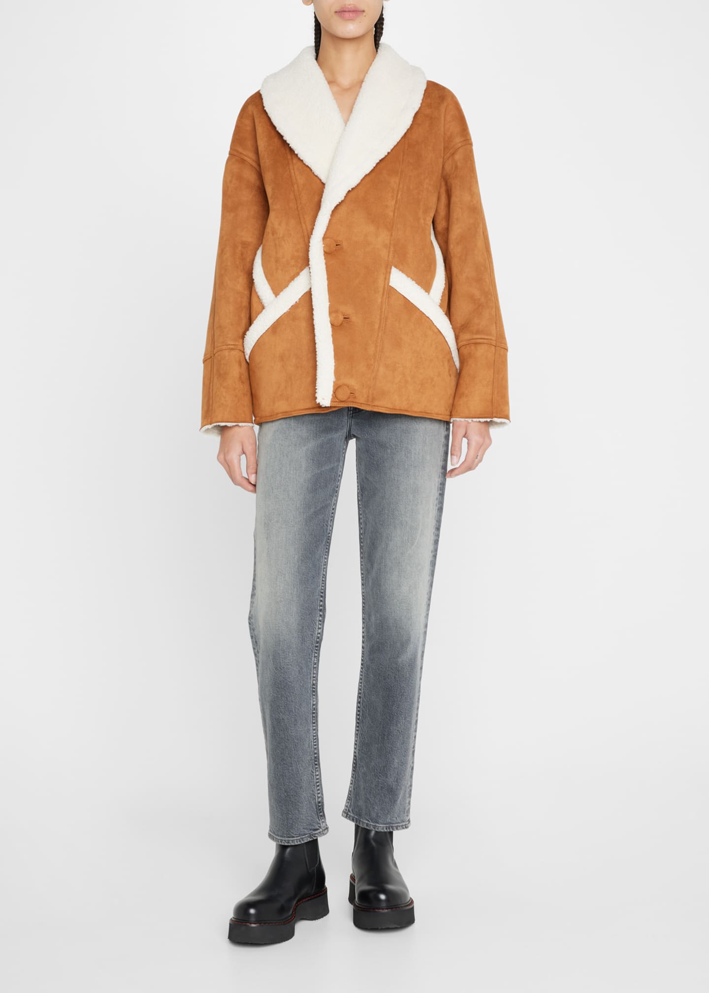 MOTHER The Brrly Faux Suede and Sherpa Coat - Bergdorf Goodman