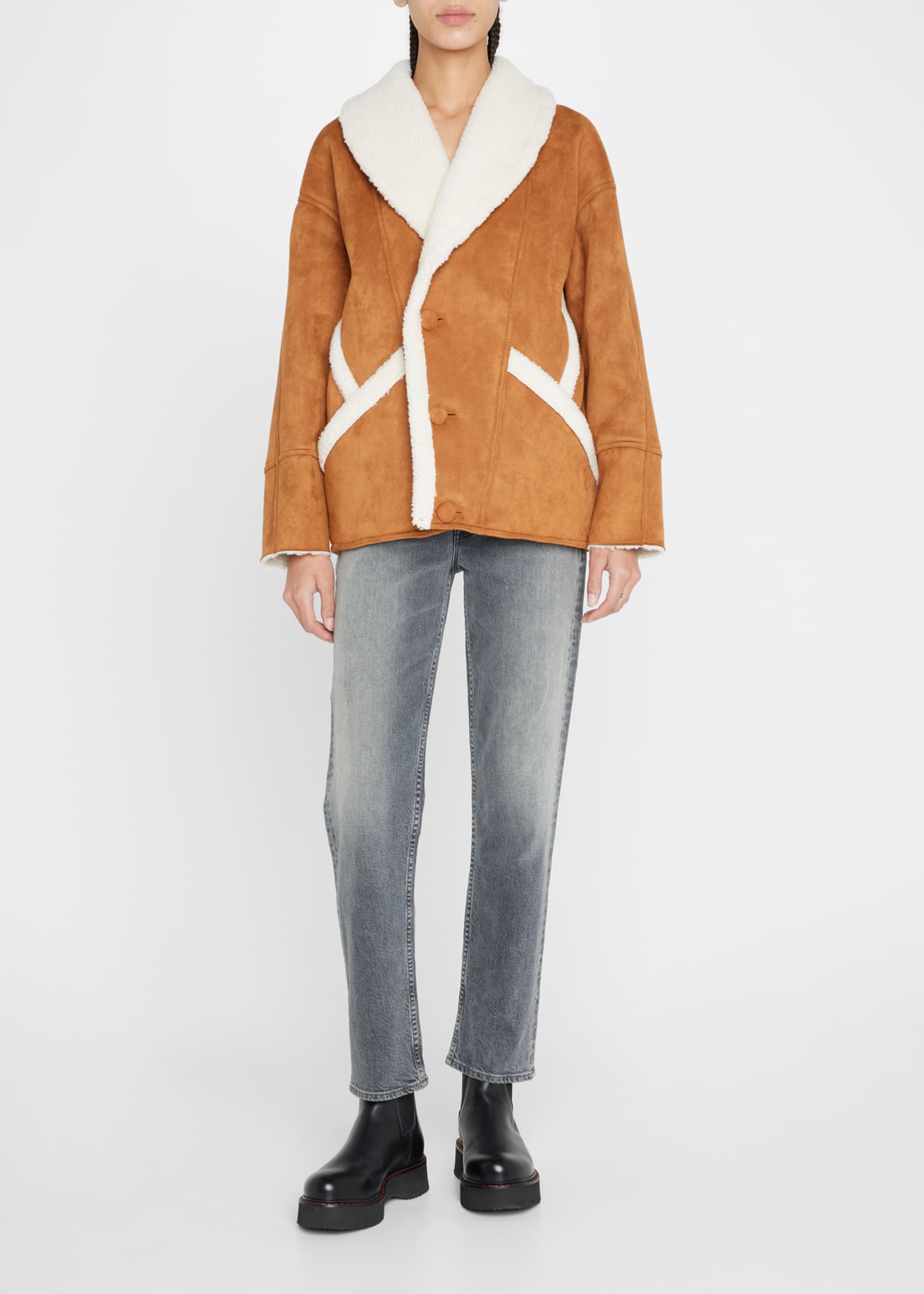 suede and sherpa coat