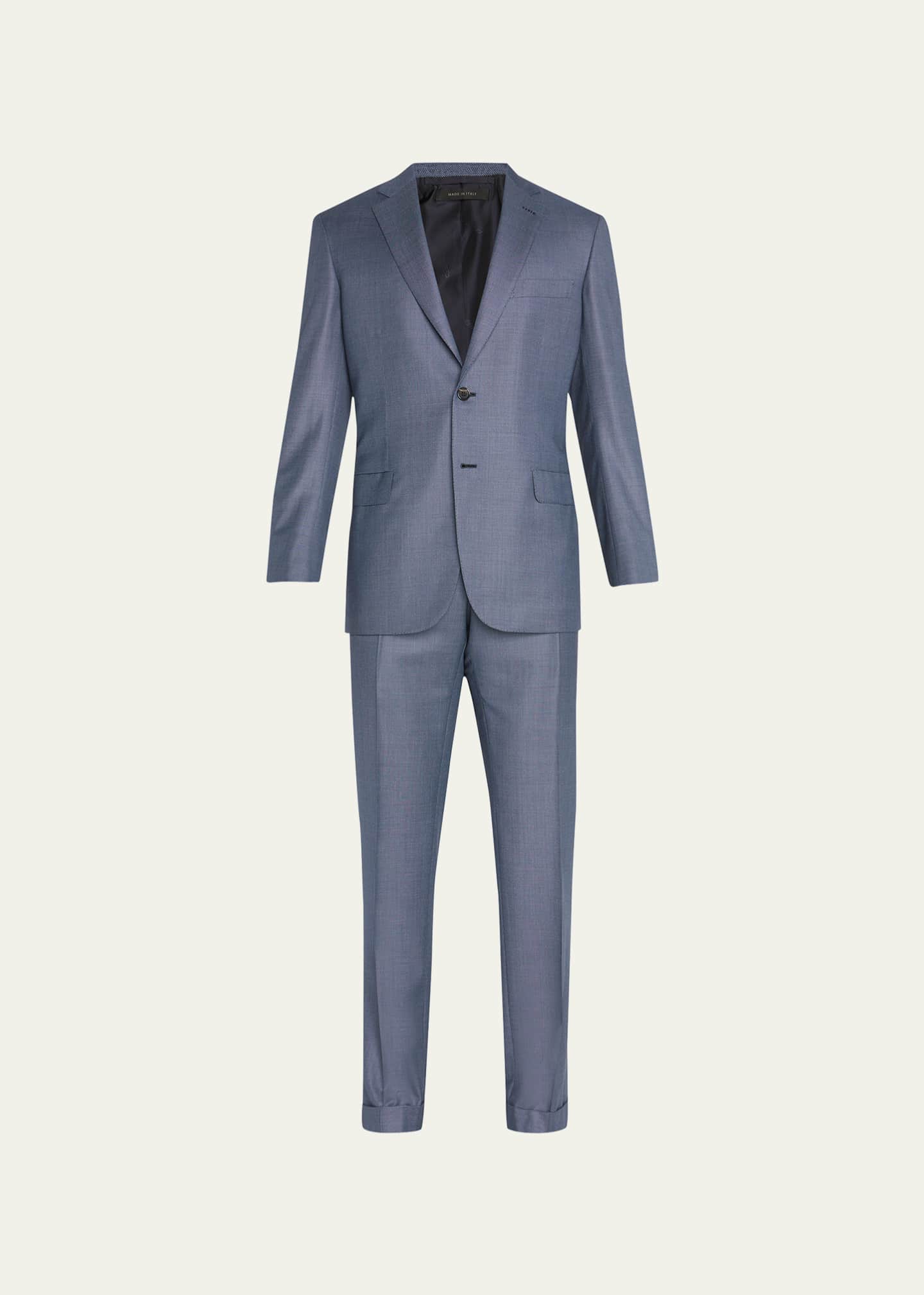 Brioni Men's Brun Wool Birdseye Two-Piece Suit - Bergdorf Goodman