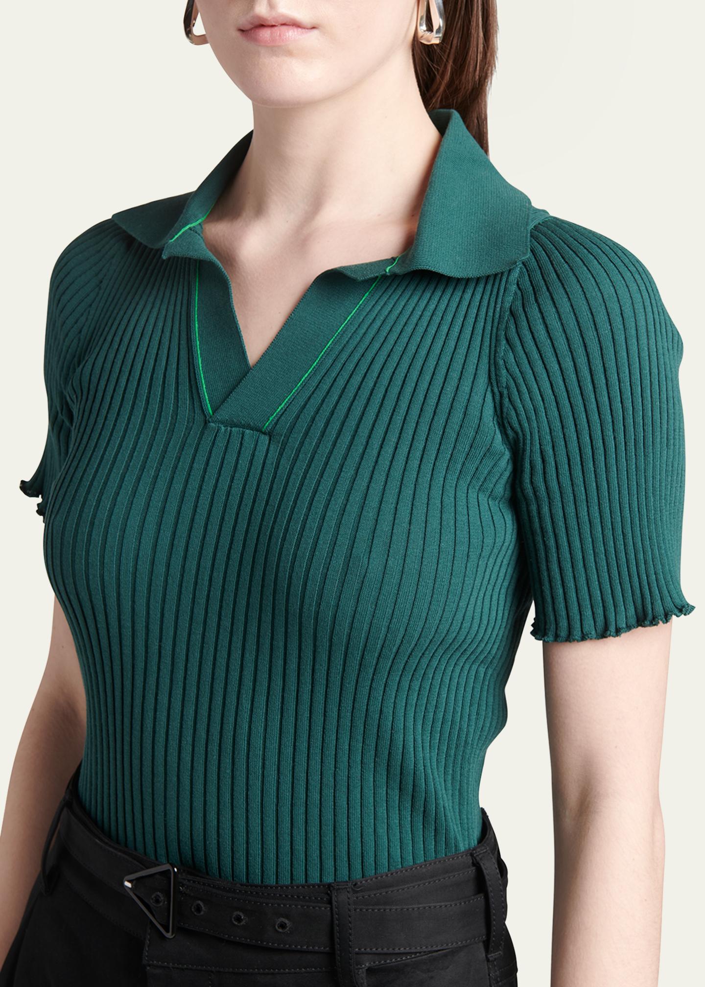 Bottega Veneta Cotton Rib Polo Shirt - Bergdorf Goodman