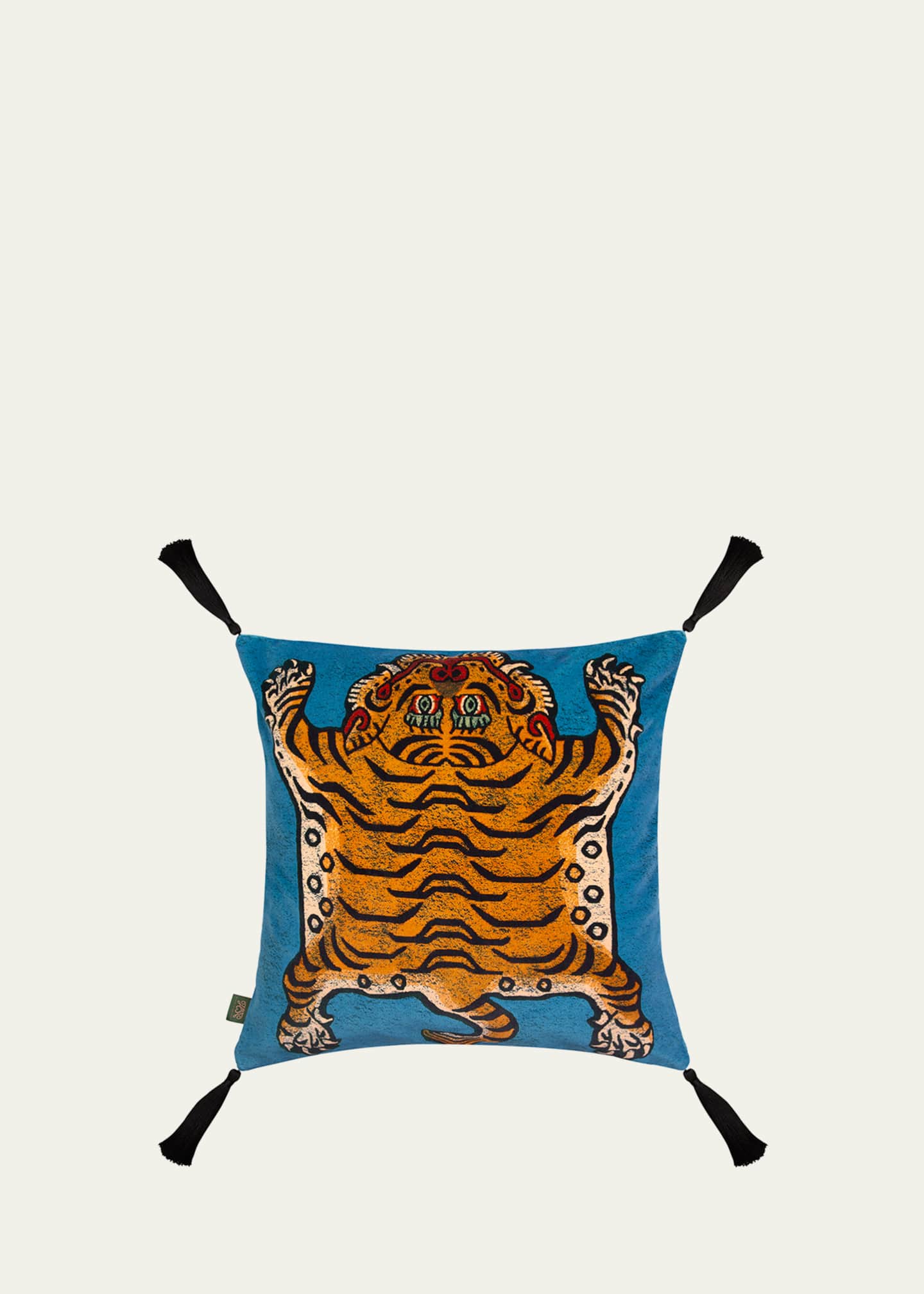 House of Hackney Saber Tasseled 18" Velvet Cushion, Apatite Bergdorf