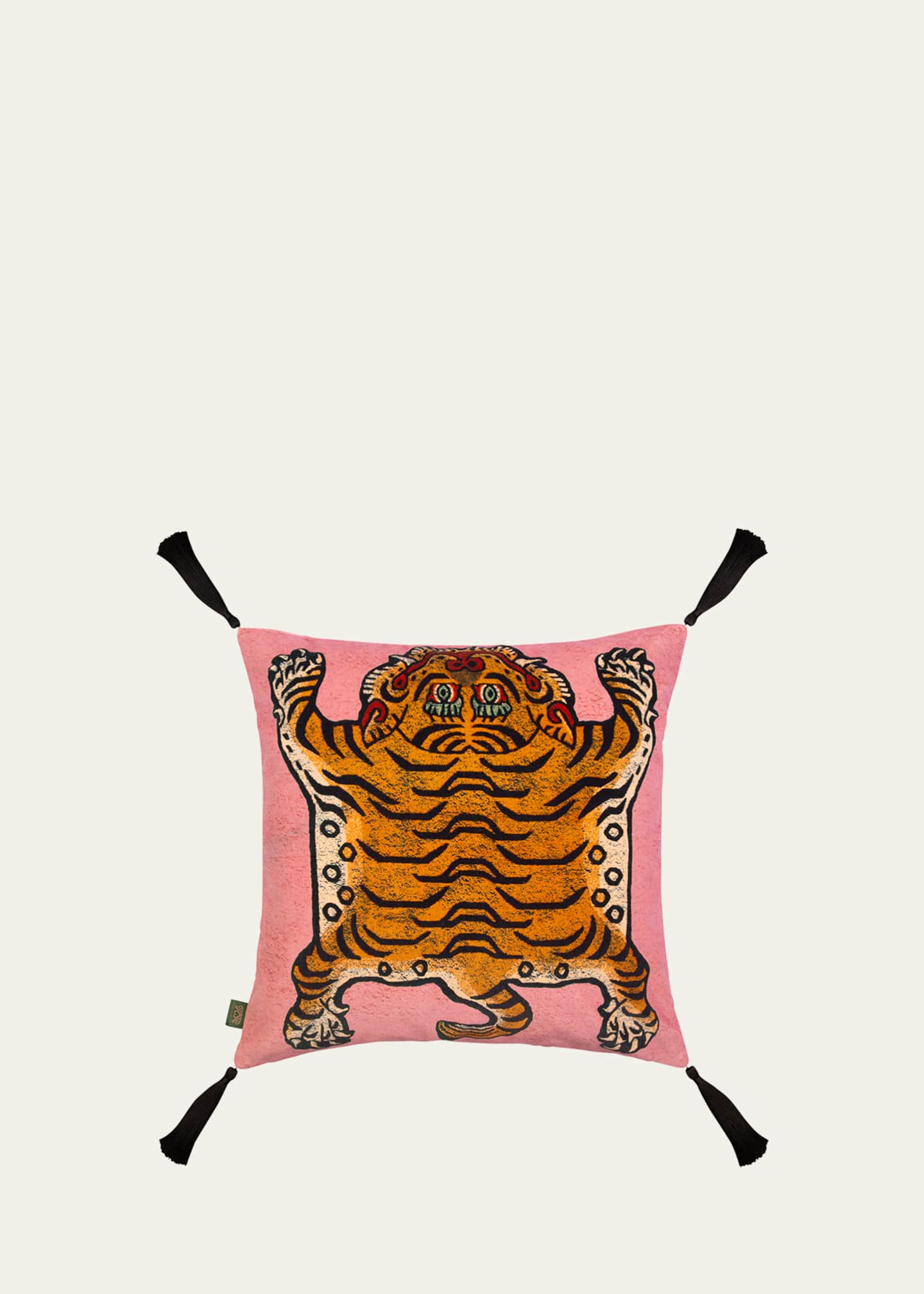 House of Hackney Saber Tasseled 18" Velvet Cushion, Tourmaline