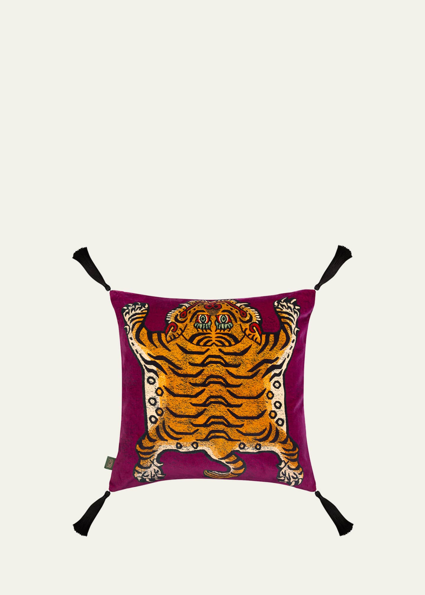 House of Hackney Saber Tasseled 18" Velvet Cushion, Almandine Bergdorf Goodman
