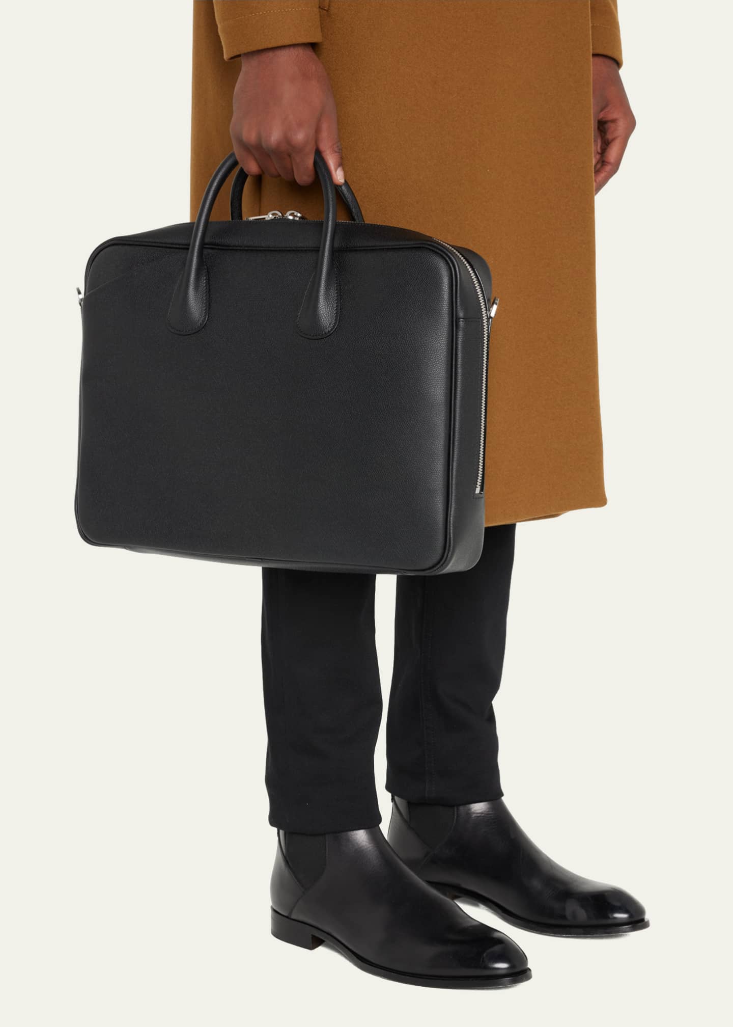 Valextra Men's My Logo Pebble Leather Briefcase Bergdorf Goodman
