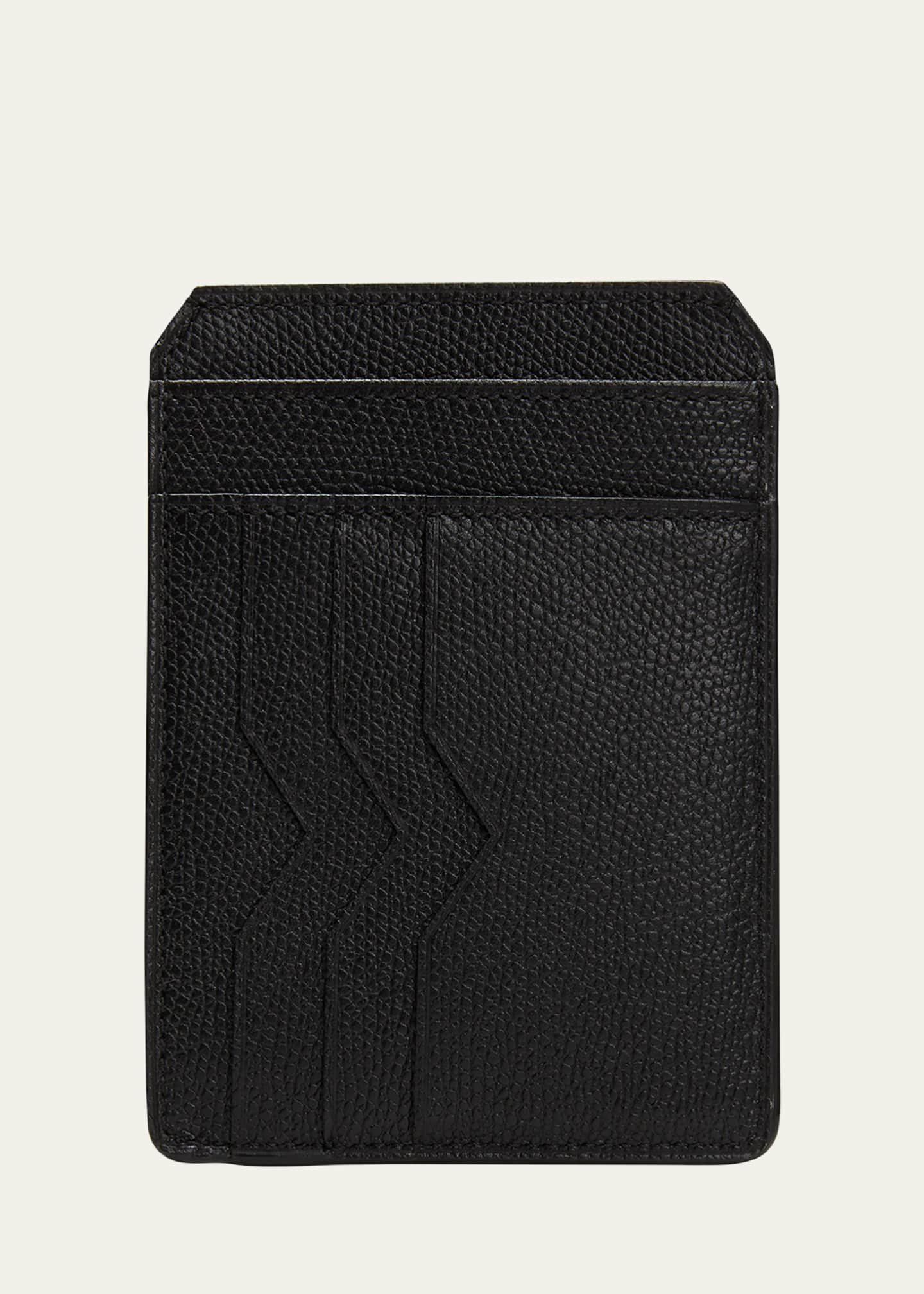 Valextra Men's V-Cut Compact Pebble Leather Card Holder Image 3 of 4